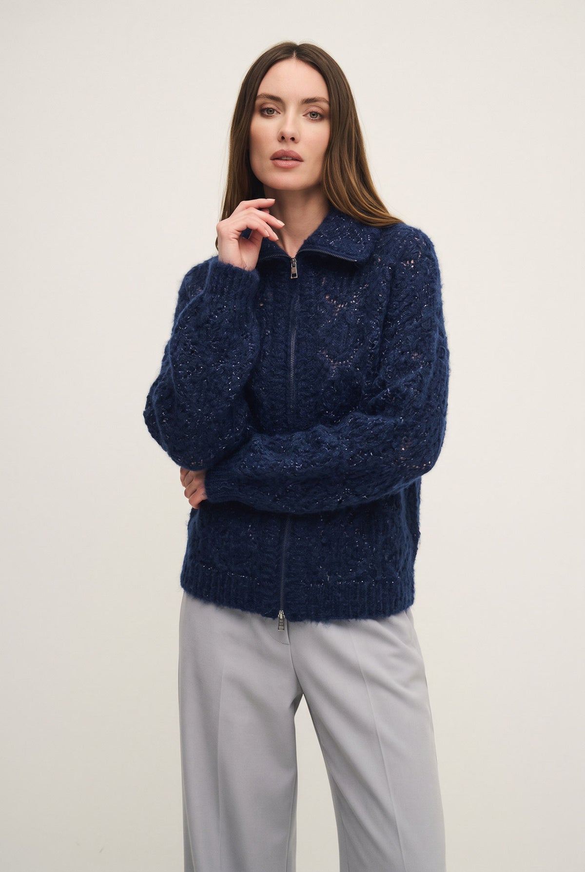 Cardigan zip Lumière in maglia