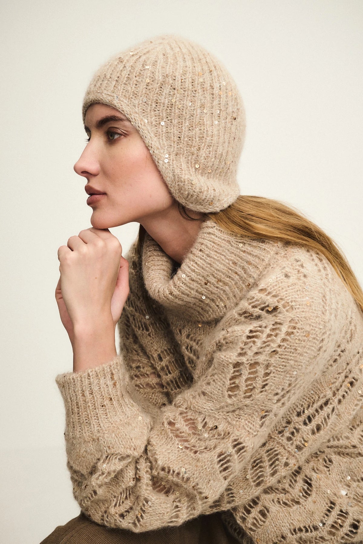 Cuffia nordic sparkling in maglia