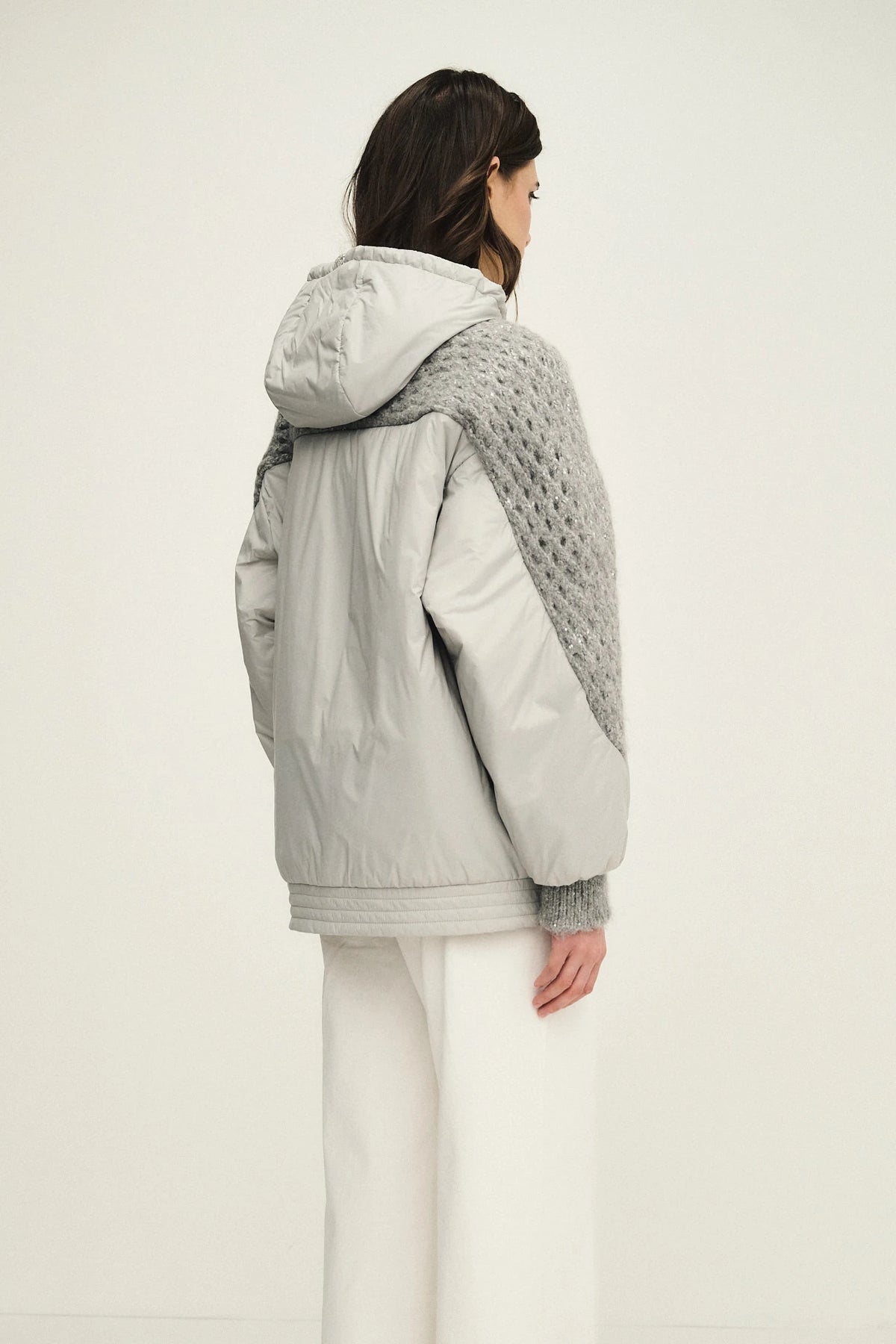 Outerwear con inserto in maglia traforata