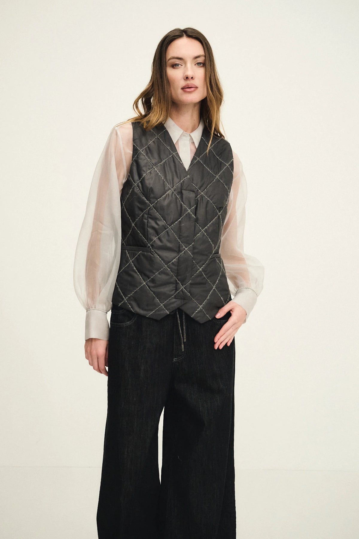 Quilted gilet with mohair and charm