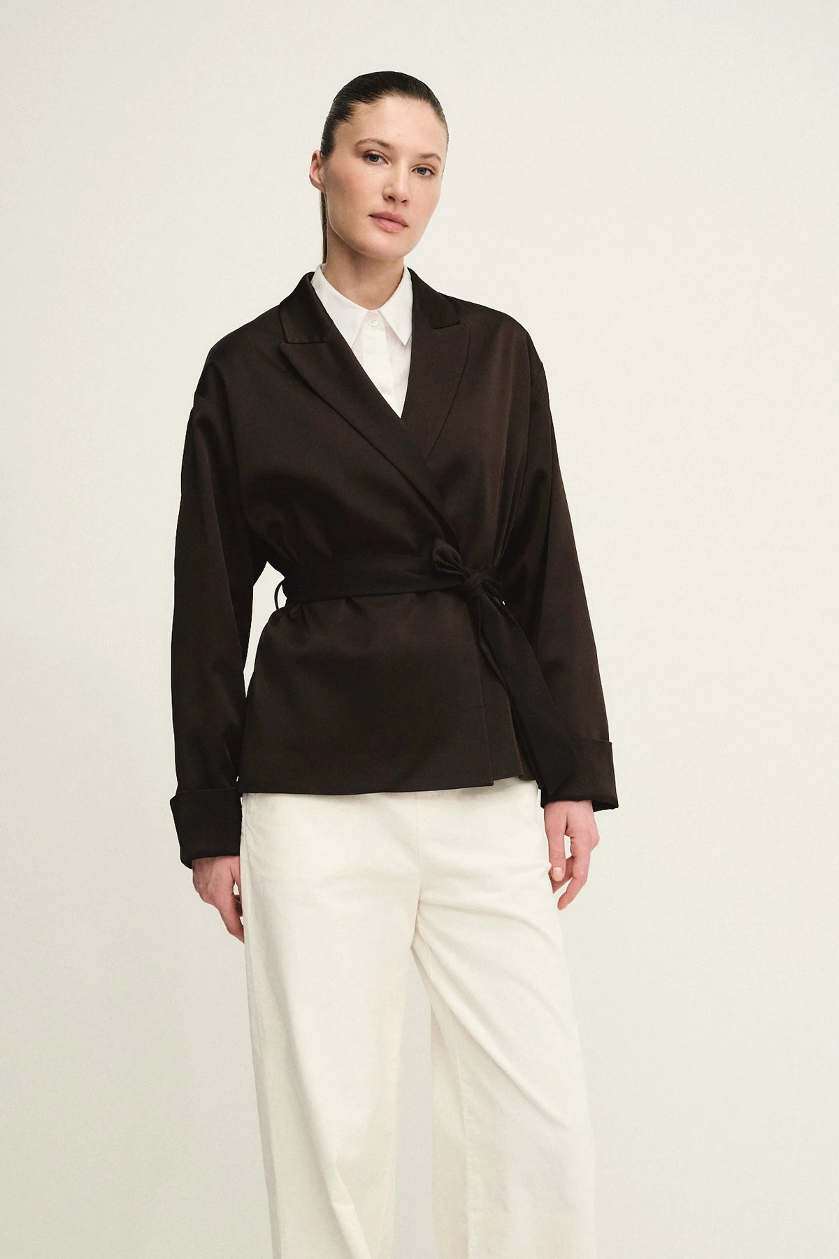 Deconstructed envers satin jacket