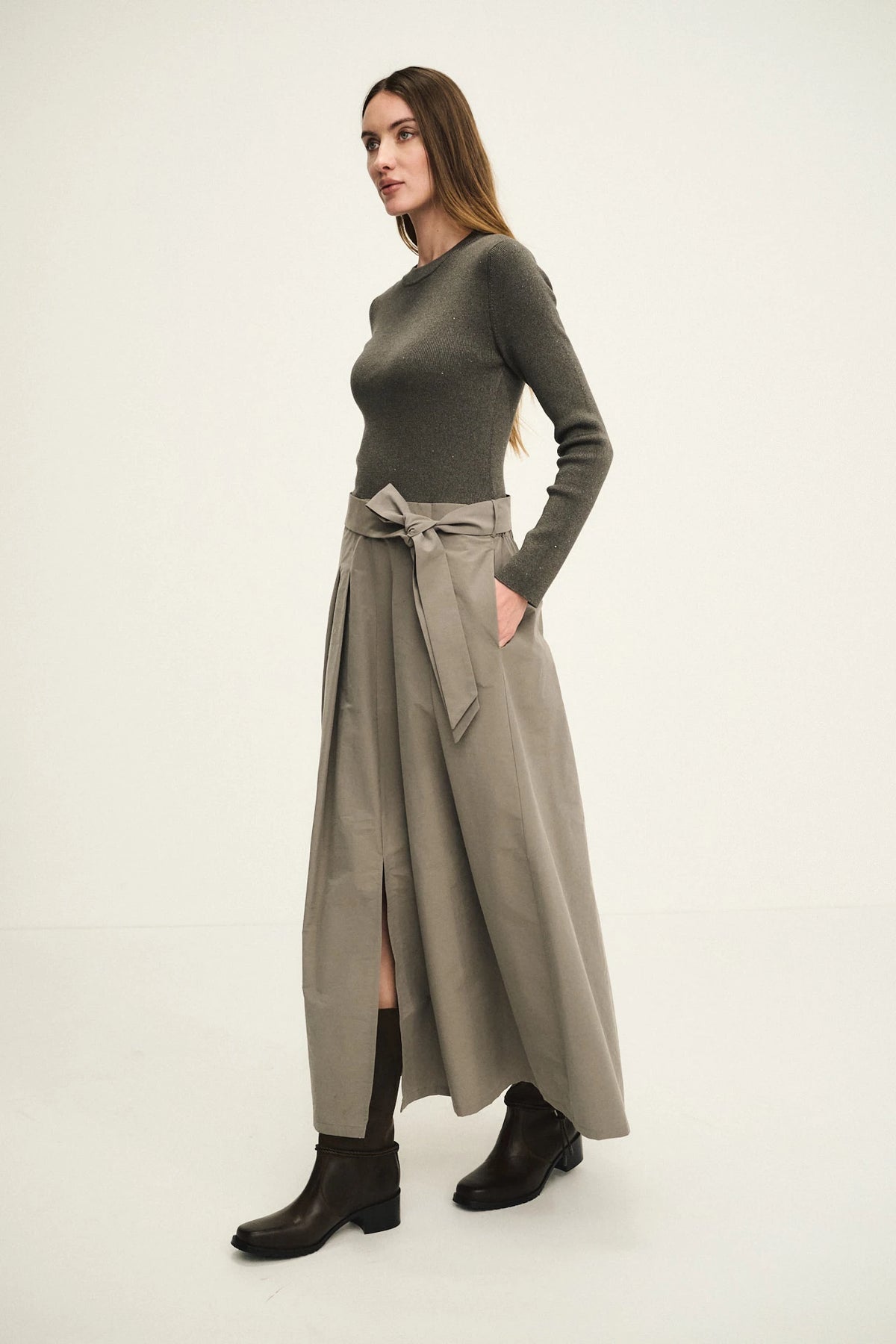Fusion dress with knit top