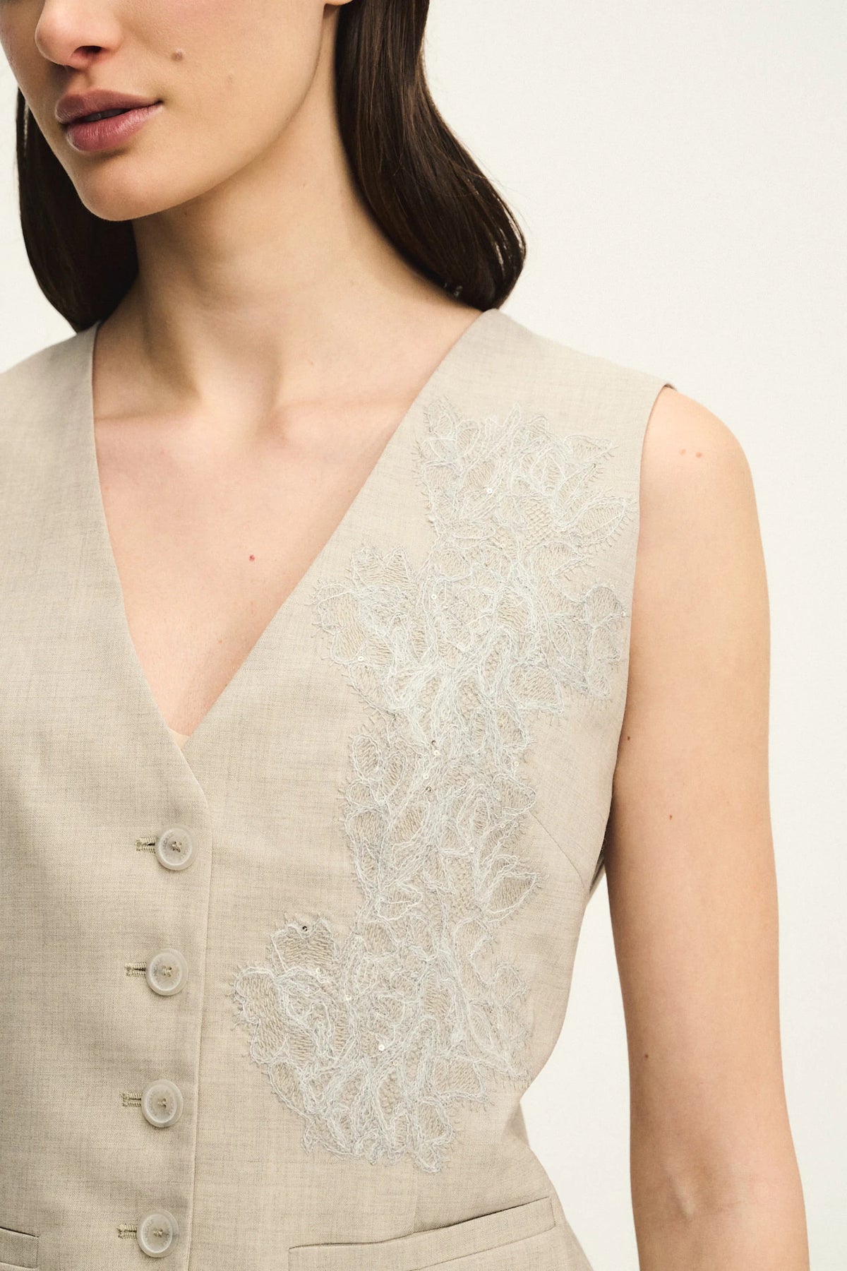 V-neck waistcoat in fresh wool