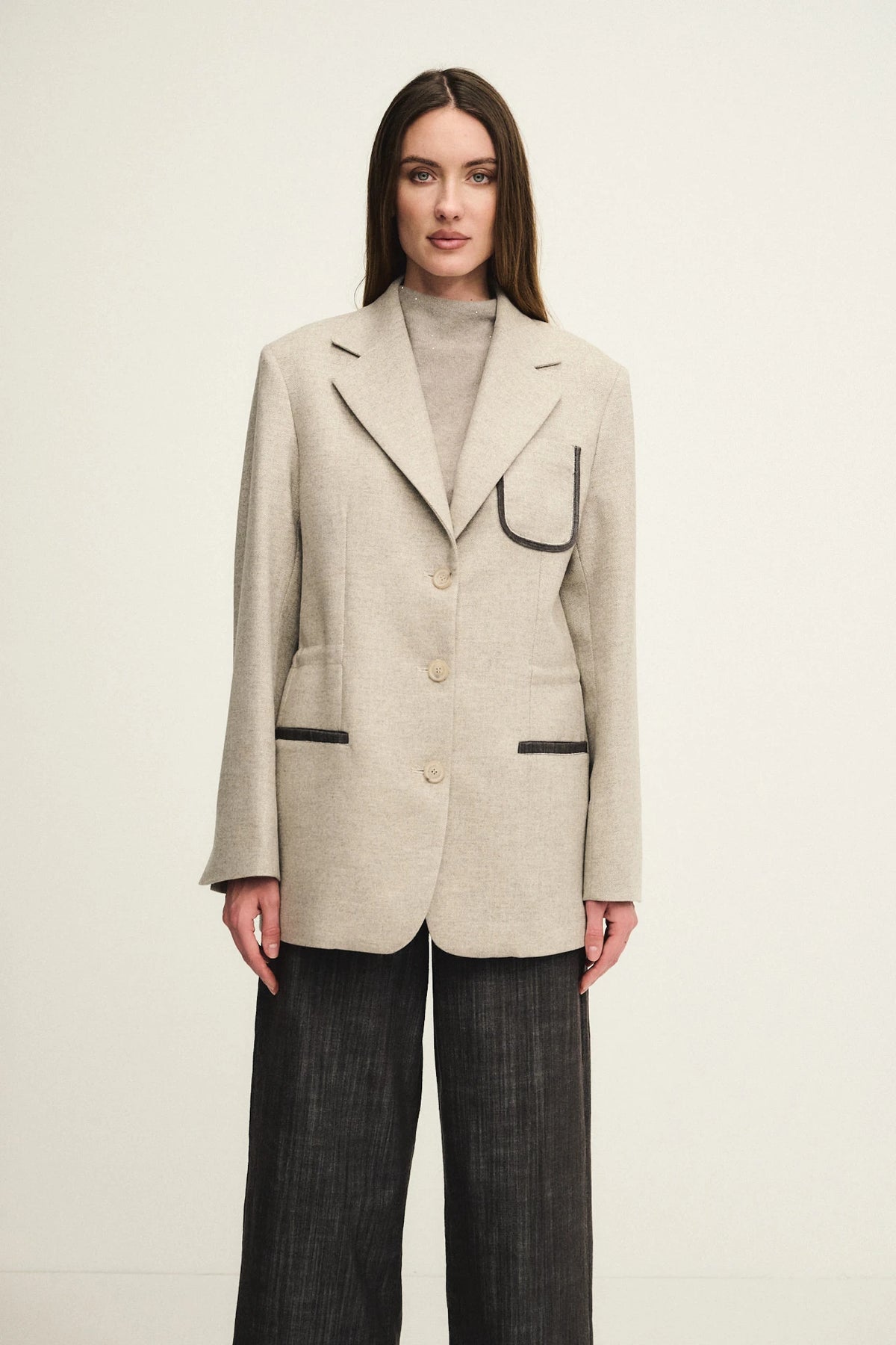 Houndstooth cashmere wool blazer