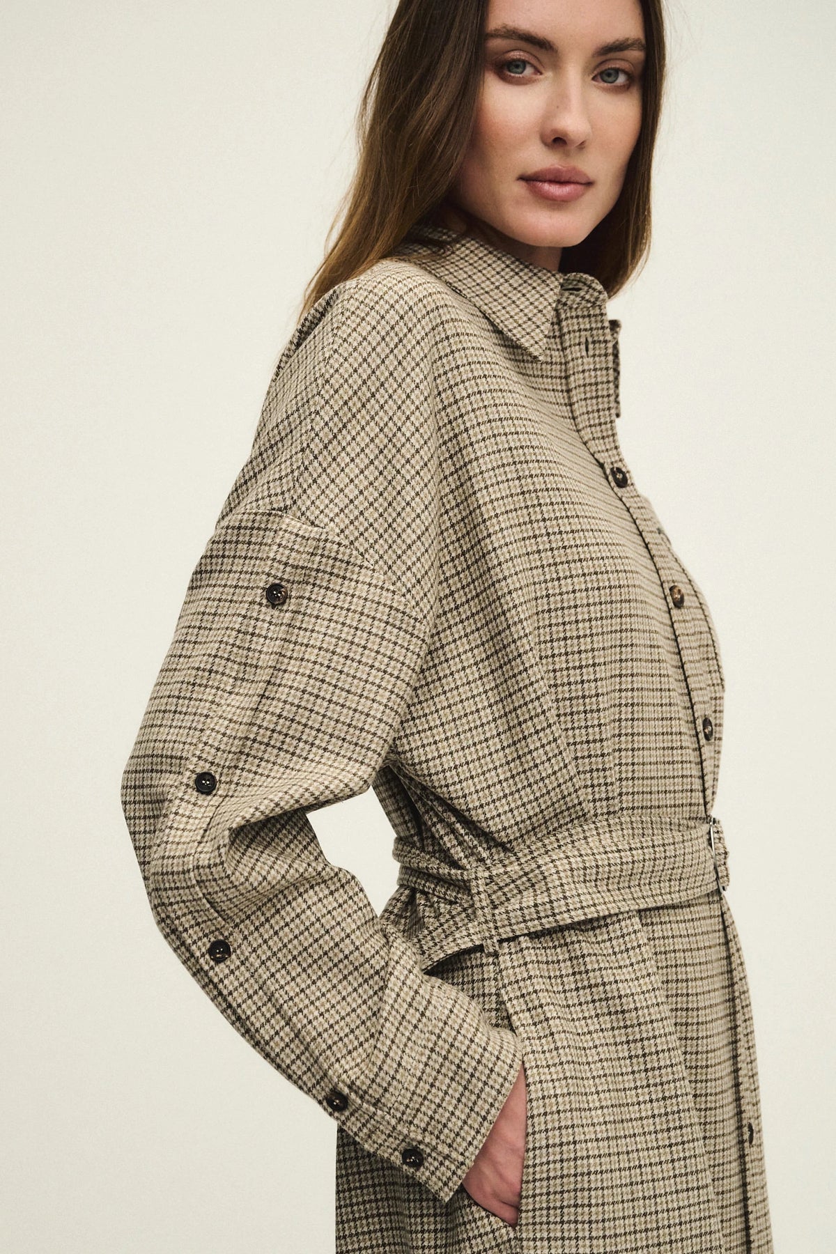Chemisier pied-de-poule in lana cashmere