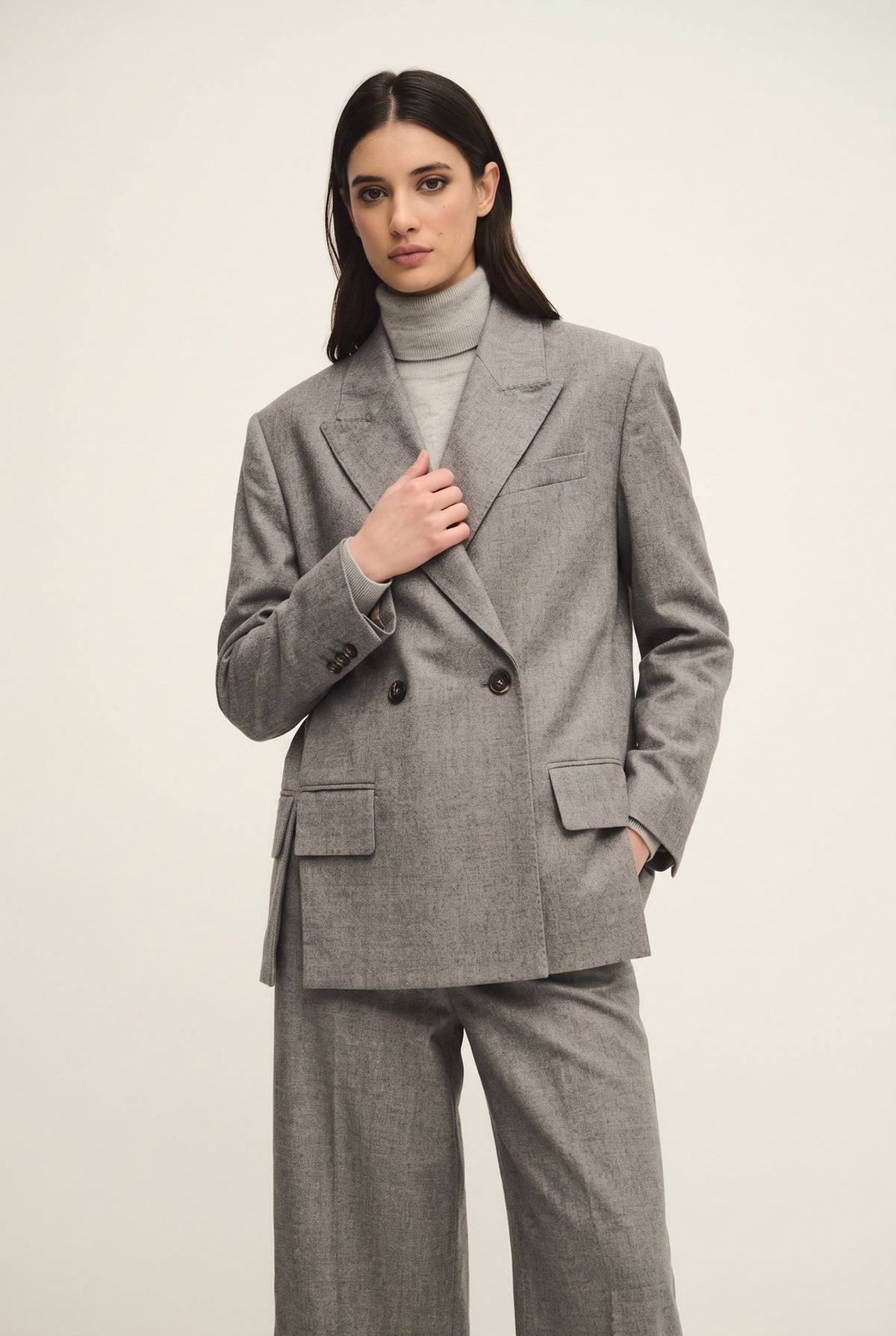 Blazer doppiopetto shiny in fresco lana