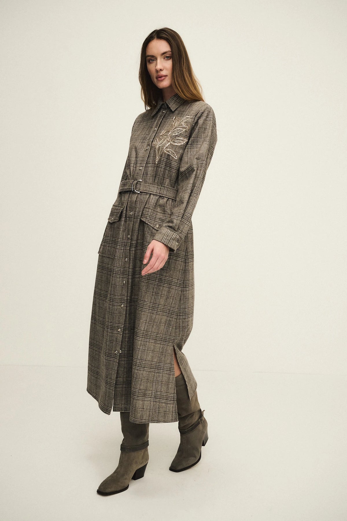 Wool check blouse