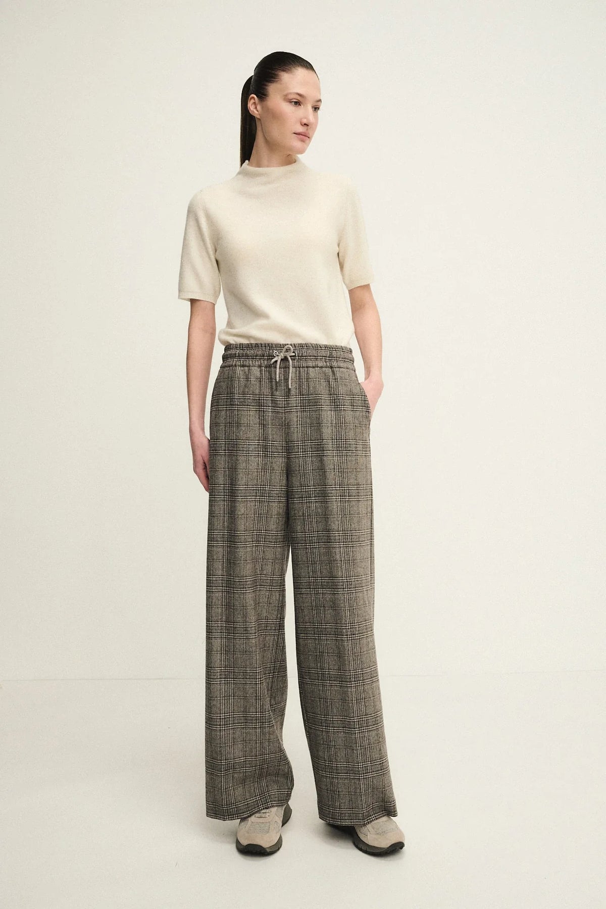 Pantaloni comfort in check di lana