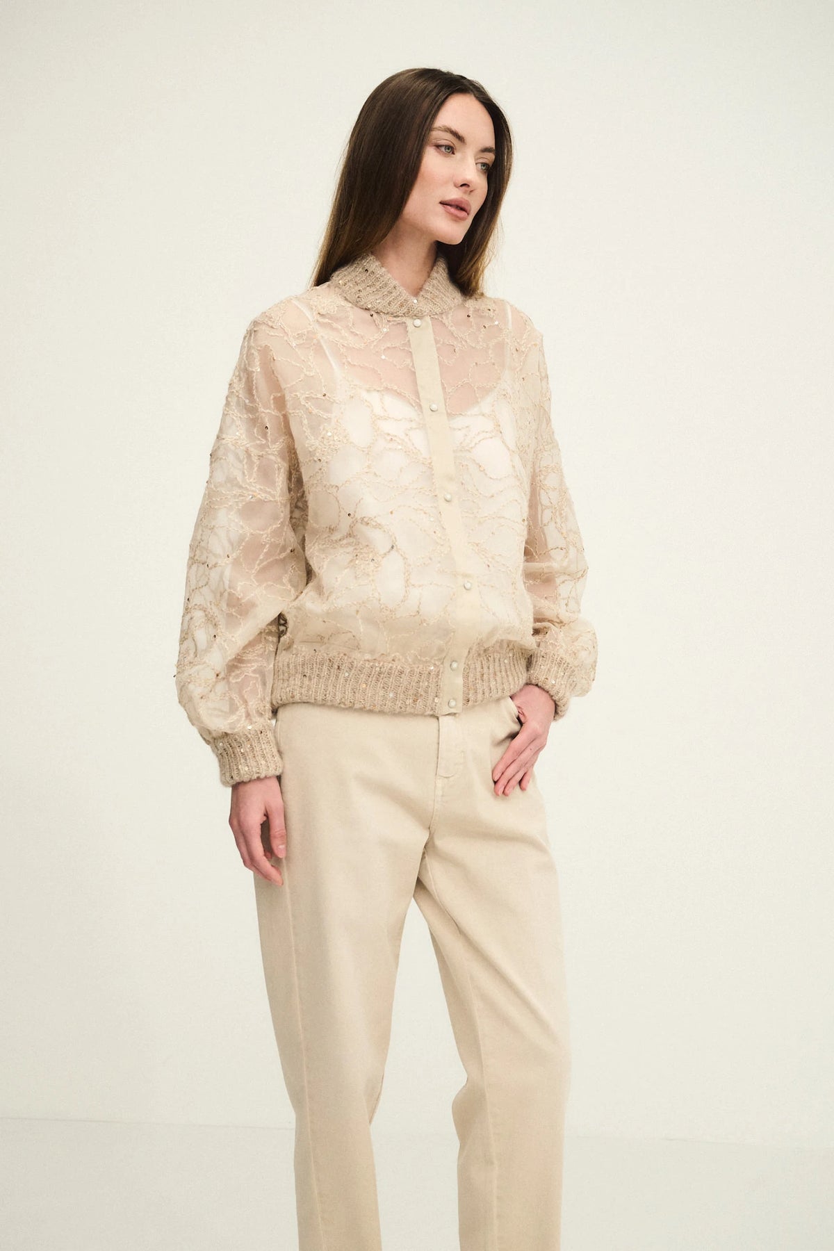 Bomber blossom in pura organza di seta