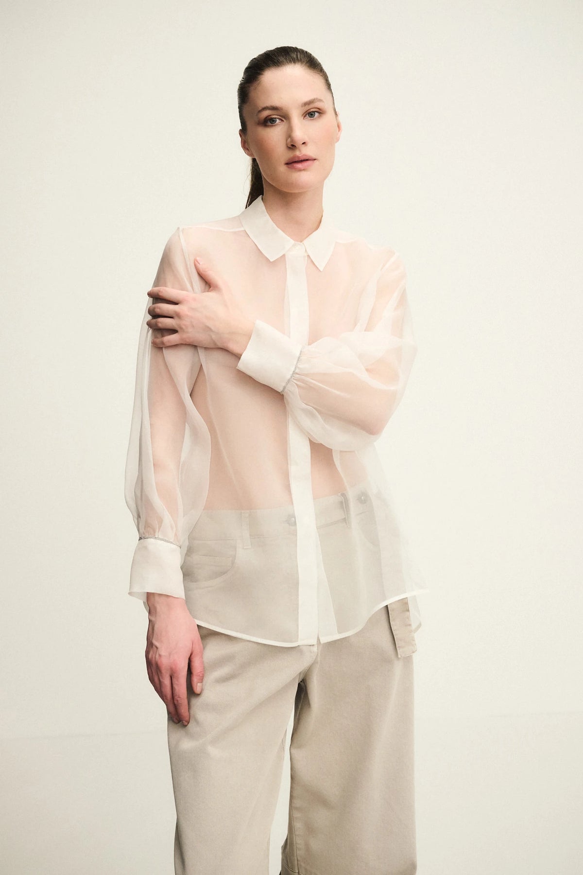 Camicia in organza di pura seta