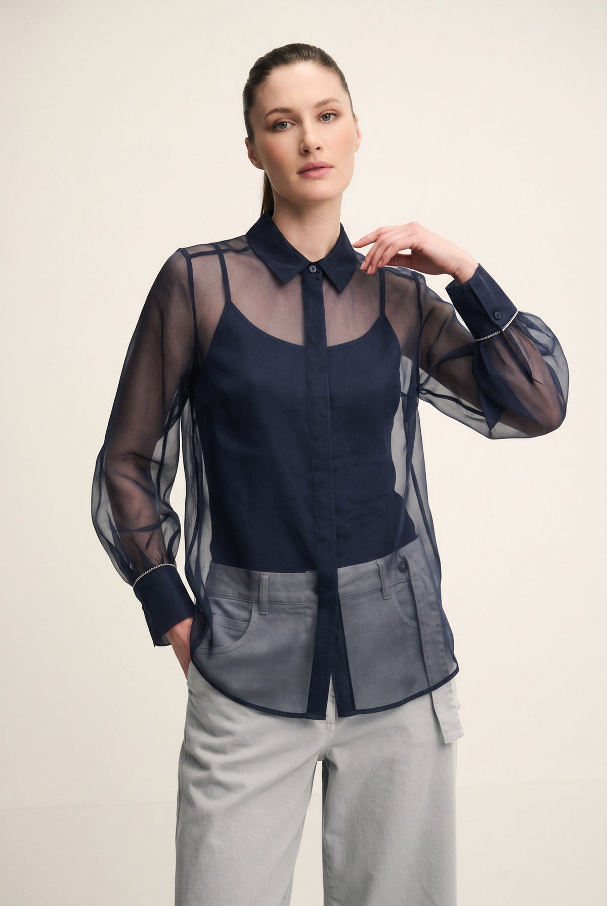 Camicia in organza di pura seta