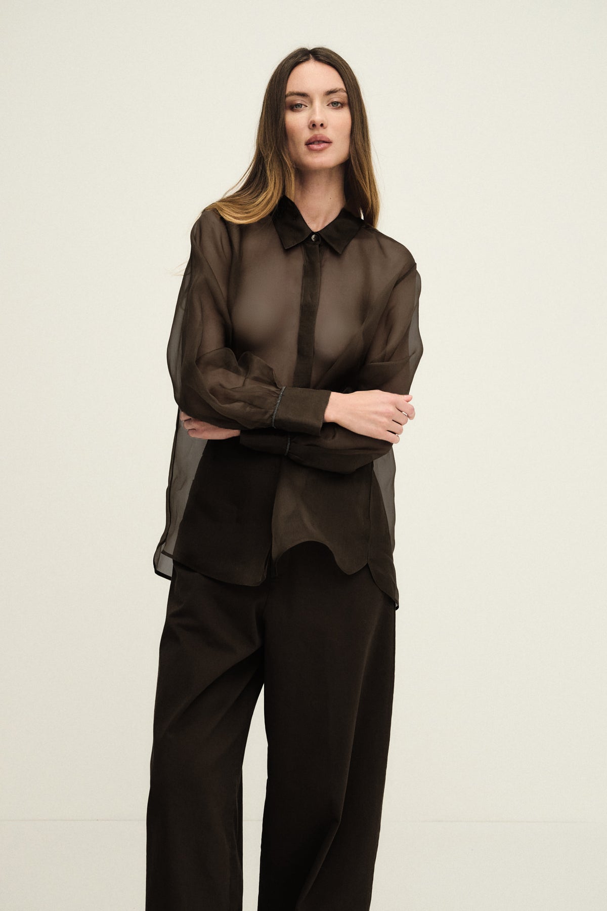 Camicia in organza di pura seta