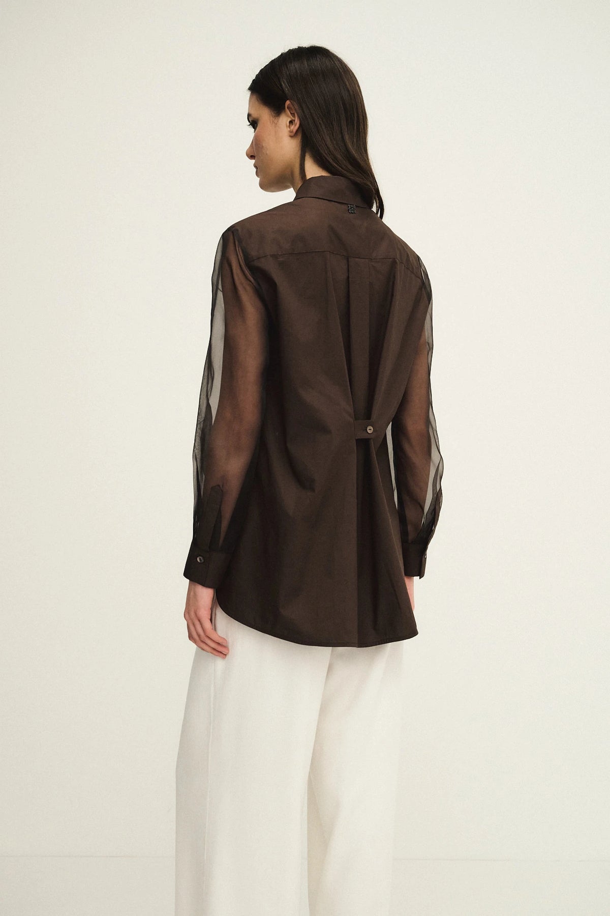 Camicia in popeline con maniche in organza