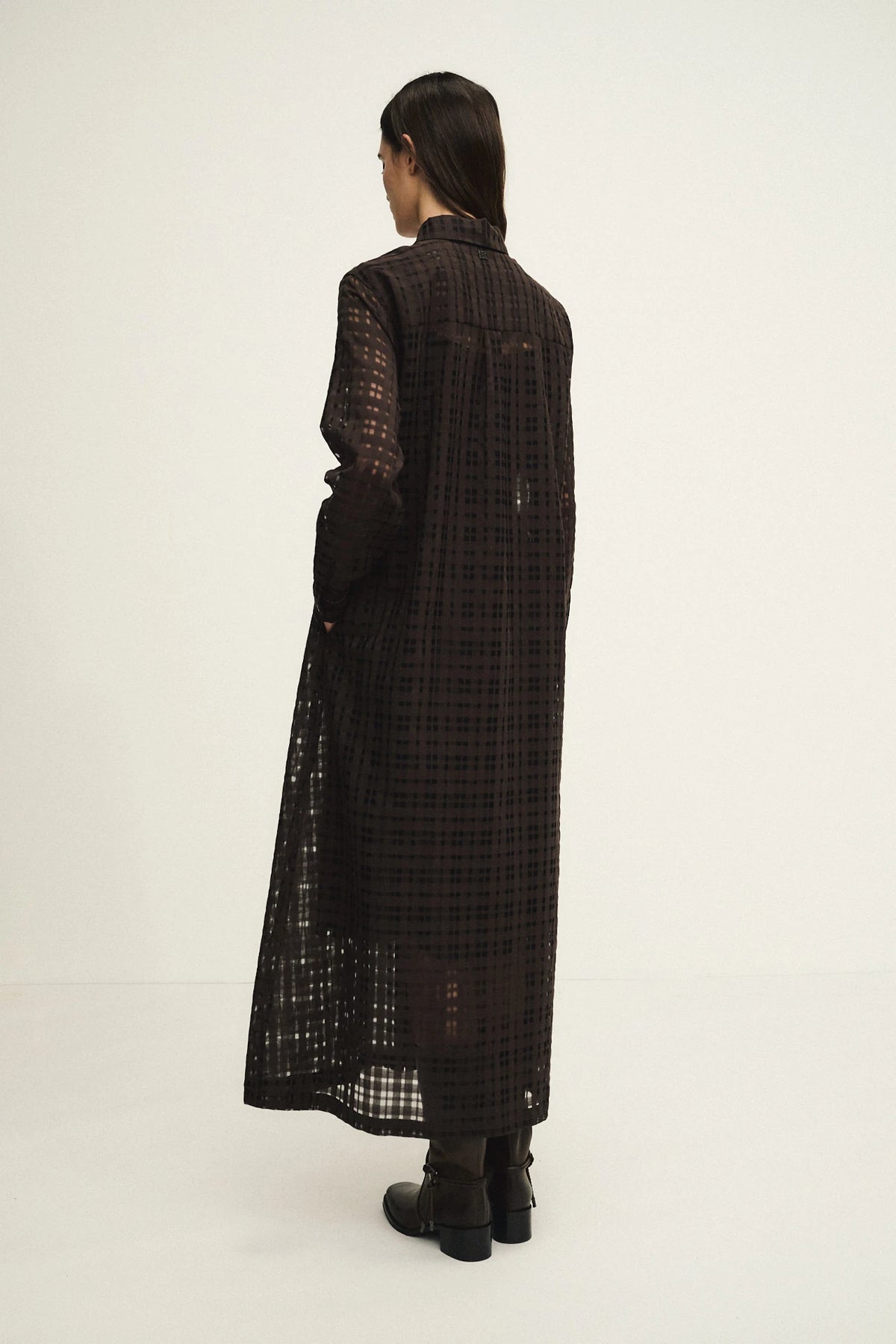 Semi-sheer check blouse