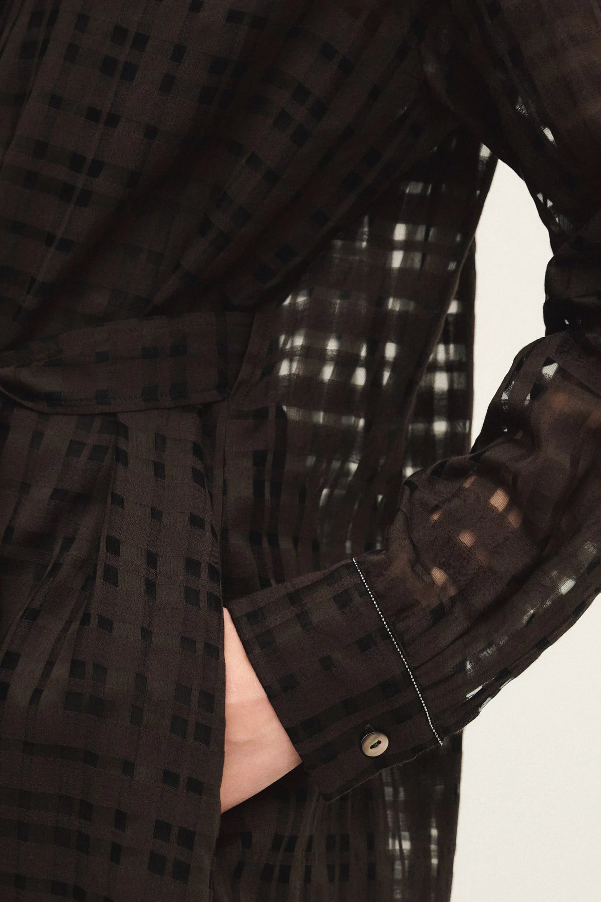 Semi-sheer check blouse