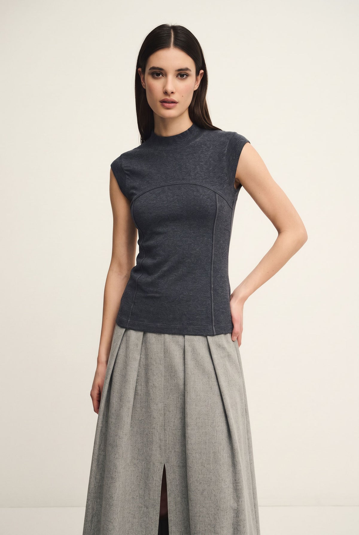 Ribbed jersey top