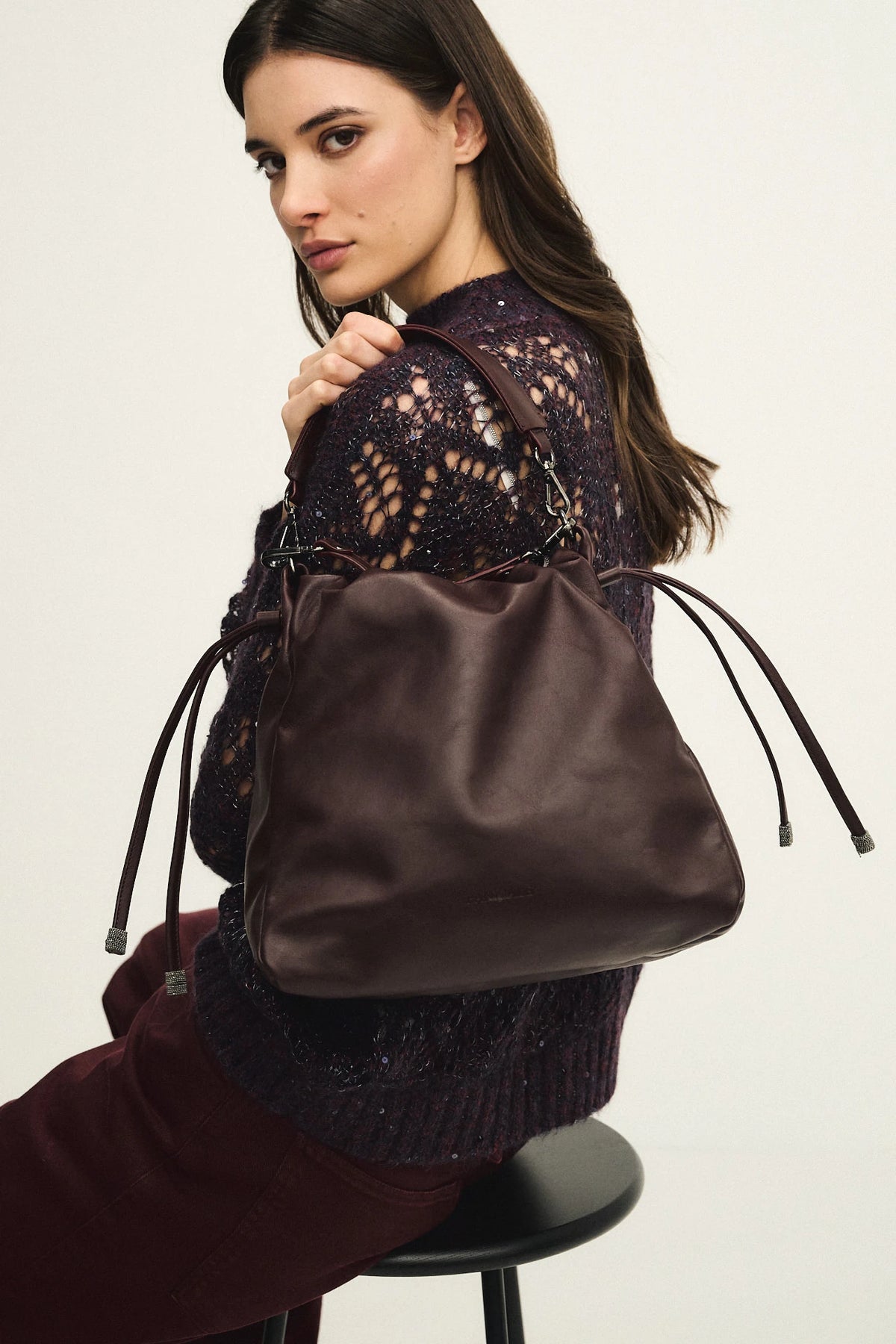 Borsa bucket in pelle