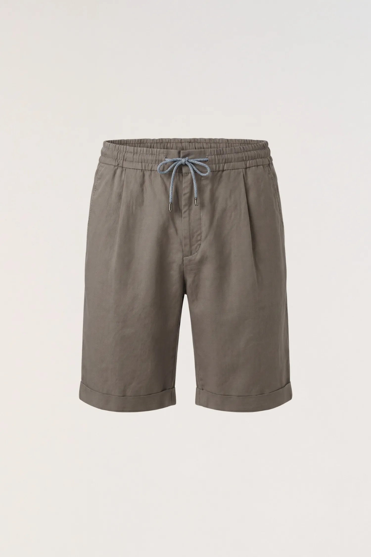 Bermuda con pinces in cotone lino