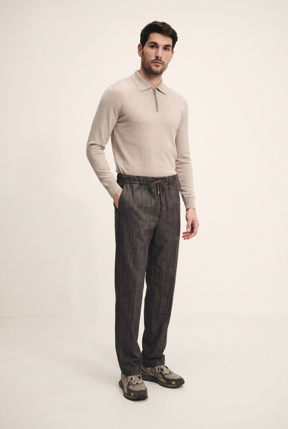 Pantalone pull up di denim fiammato
