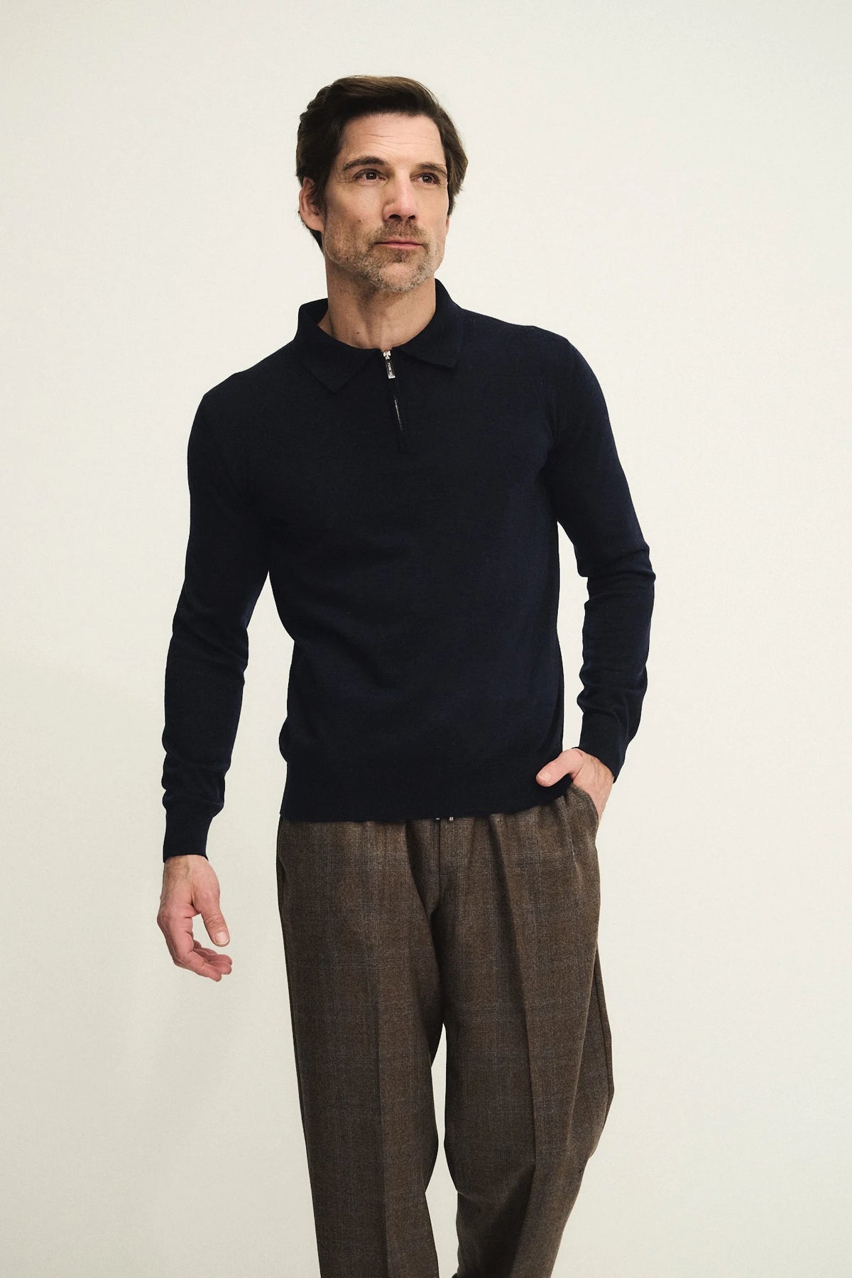 Polo zip in pura lana vergine