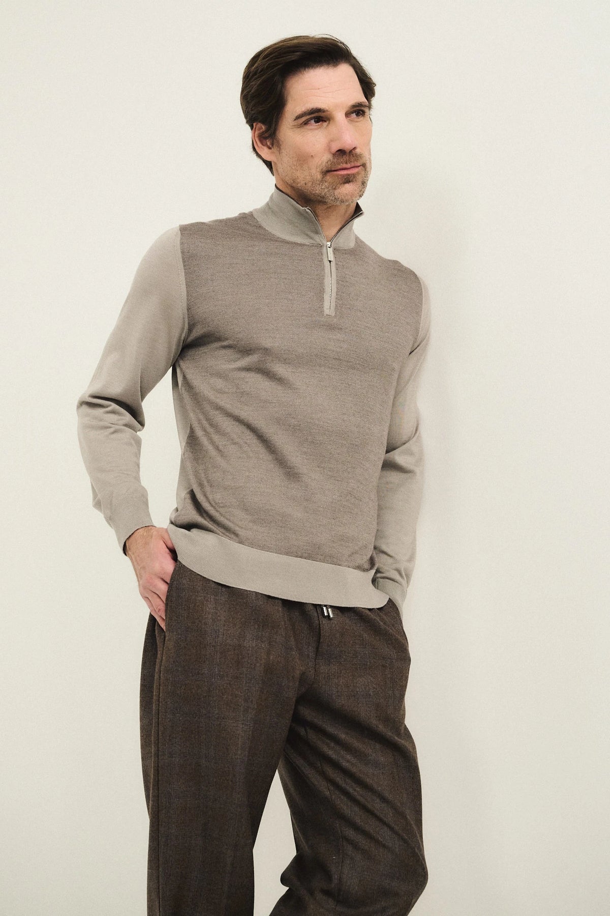 Lupetto zip in maglia con punto jacquard piquet