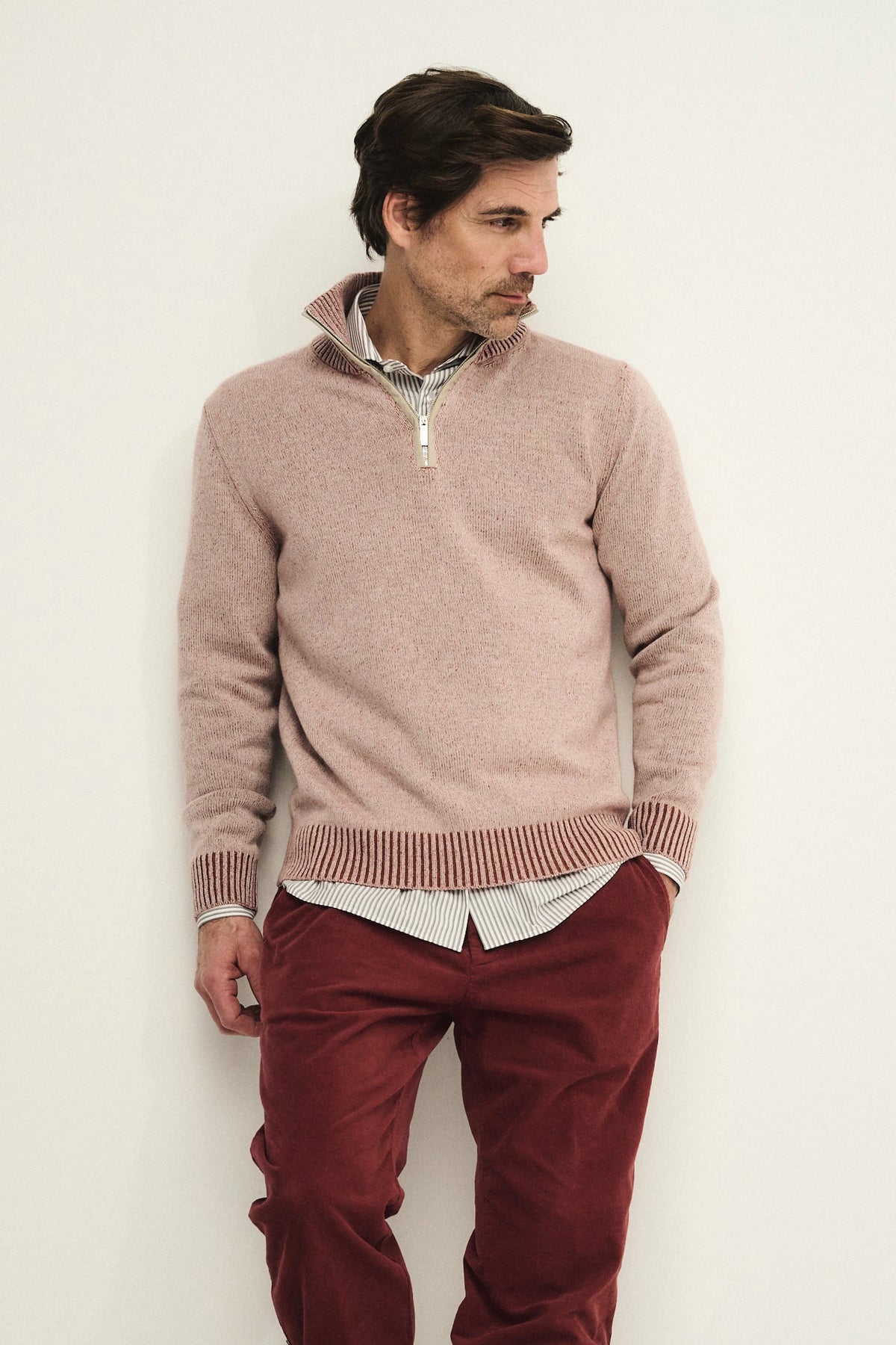 Luppetto zip in maglia vanisé con i dettagli in alcantara