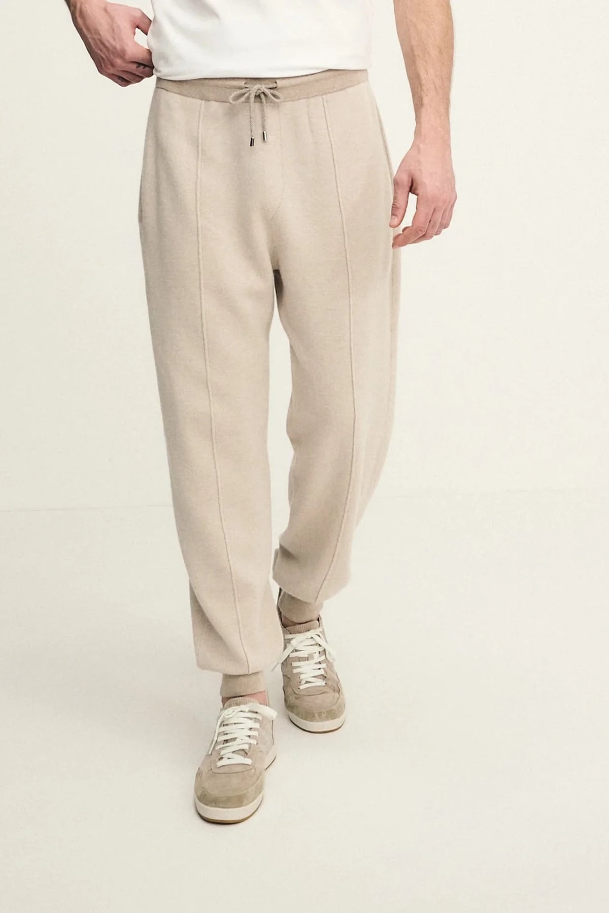Knit trousers with drawstring waist