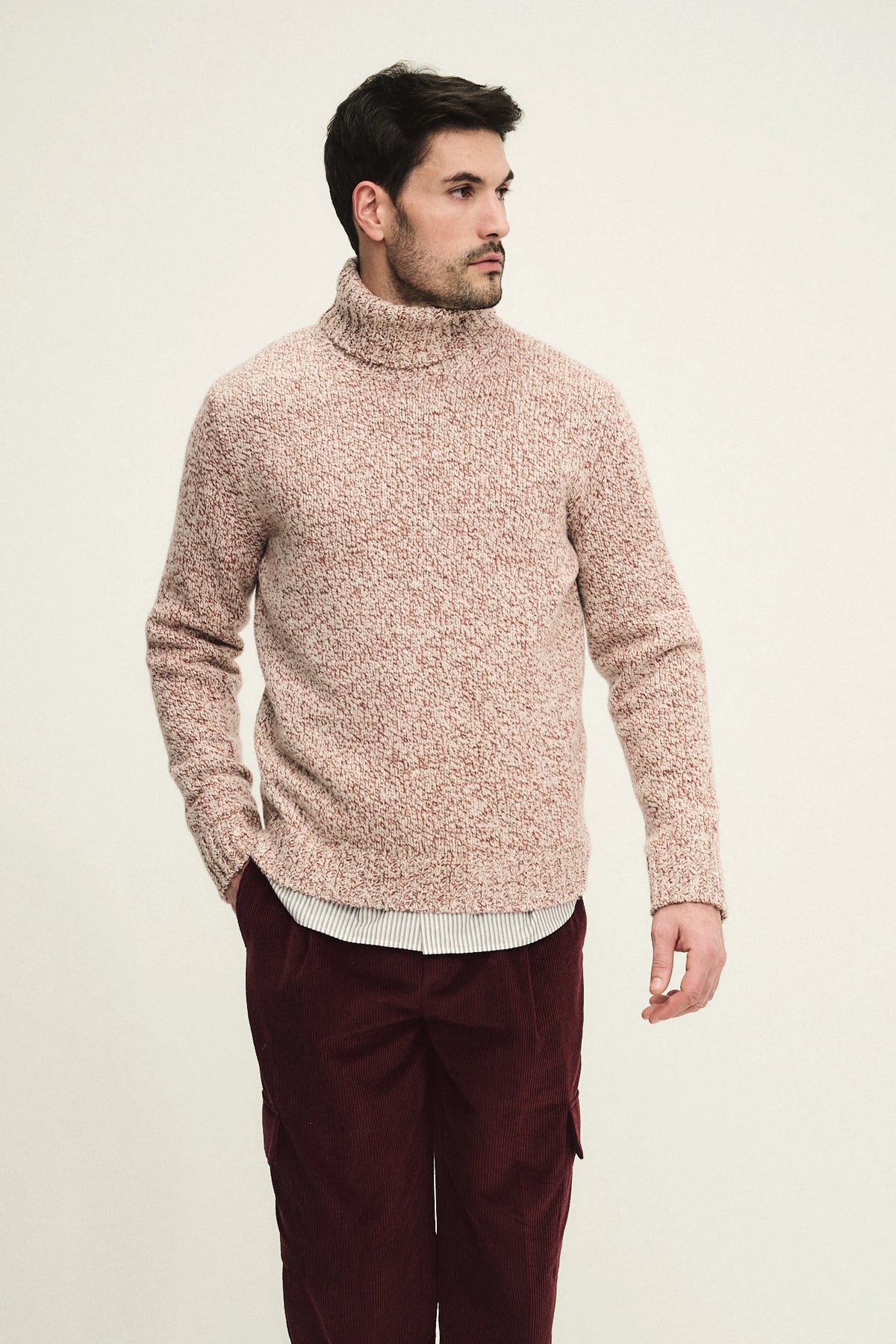 Maglia dolcevita in lana e cashmere mouliné
