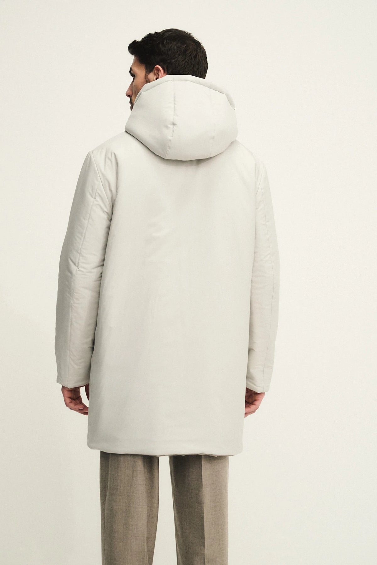 Parka reversibile in tessuto tecnico e lana