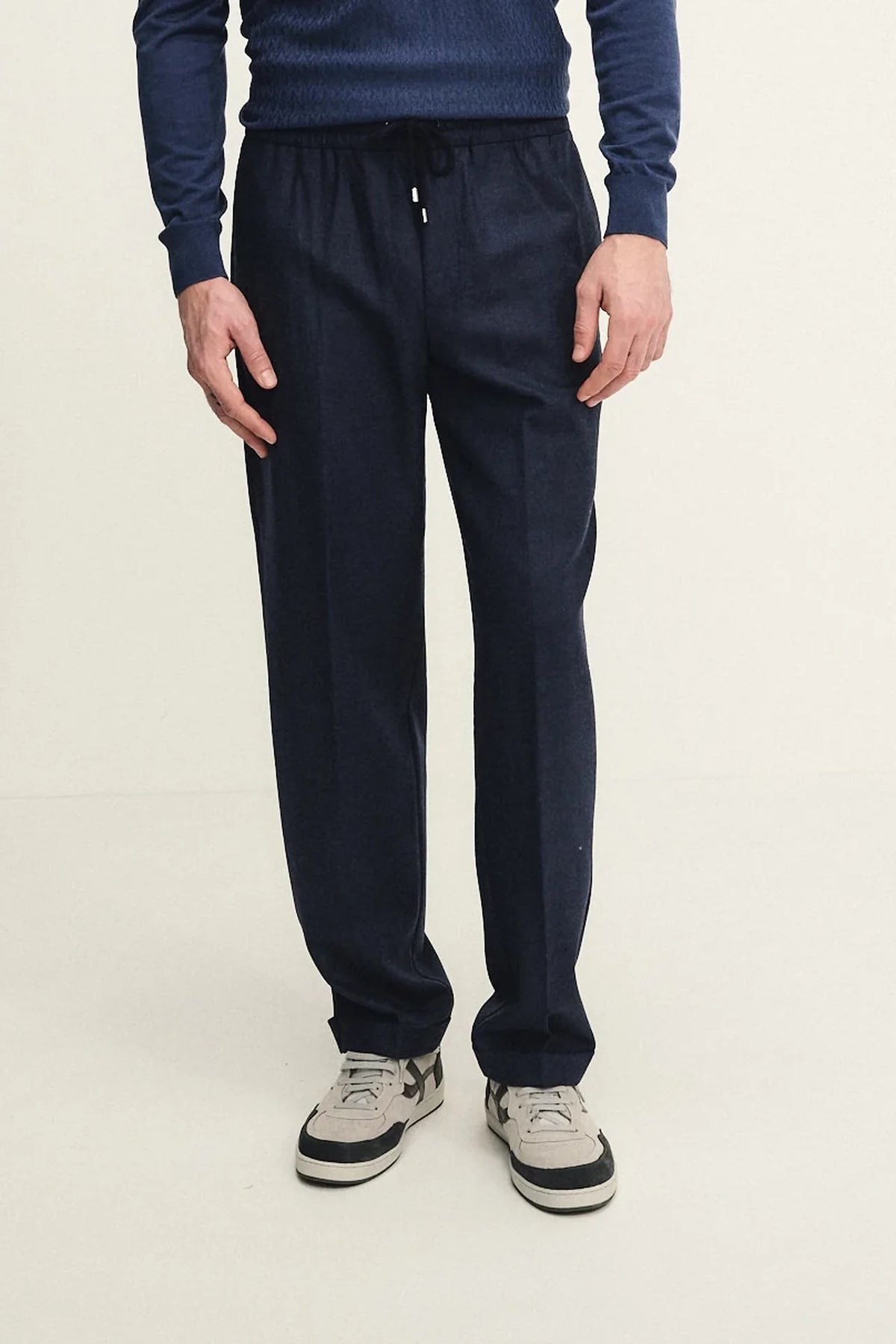 Pantalone pull up in lana con coulisse