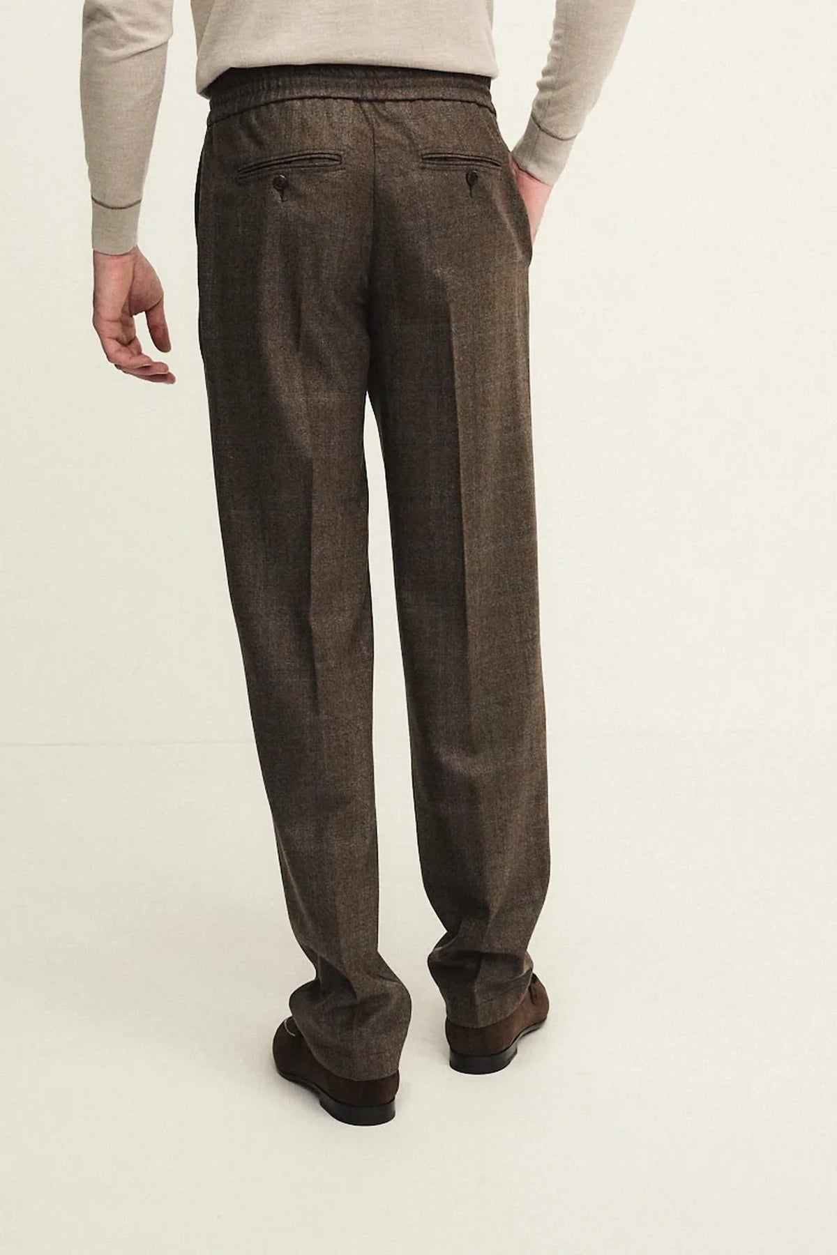 Pantalone pull up in lana con fantasia check