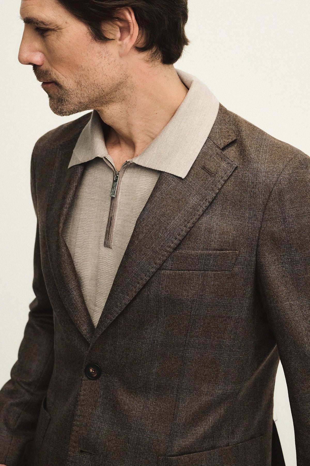 Blazer in lana con fantasia check