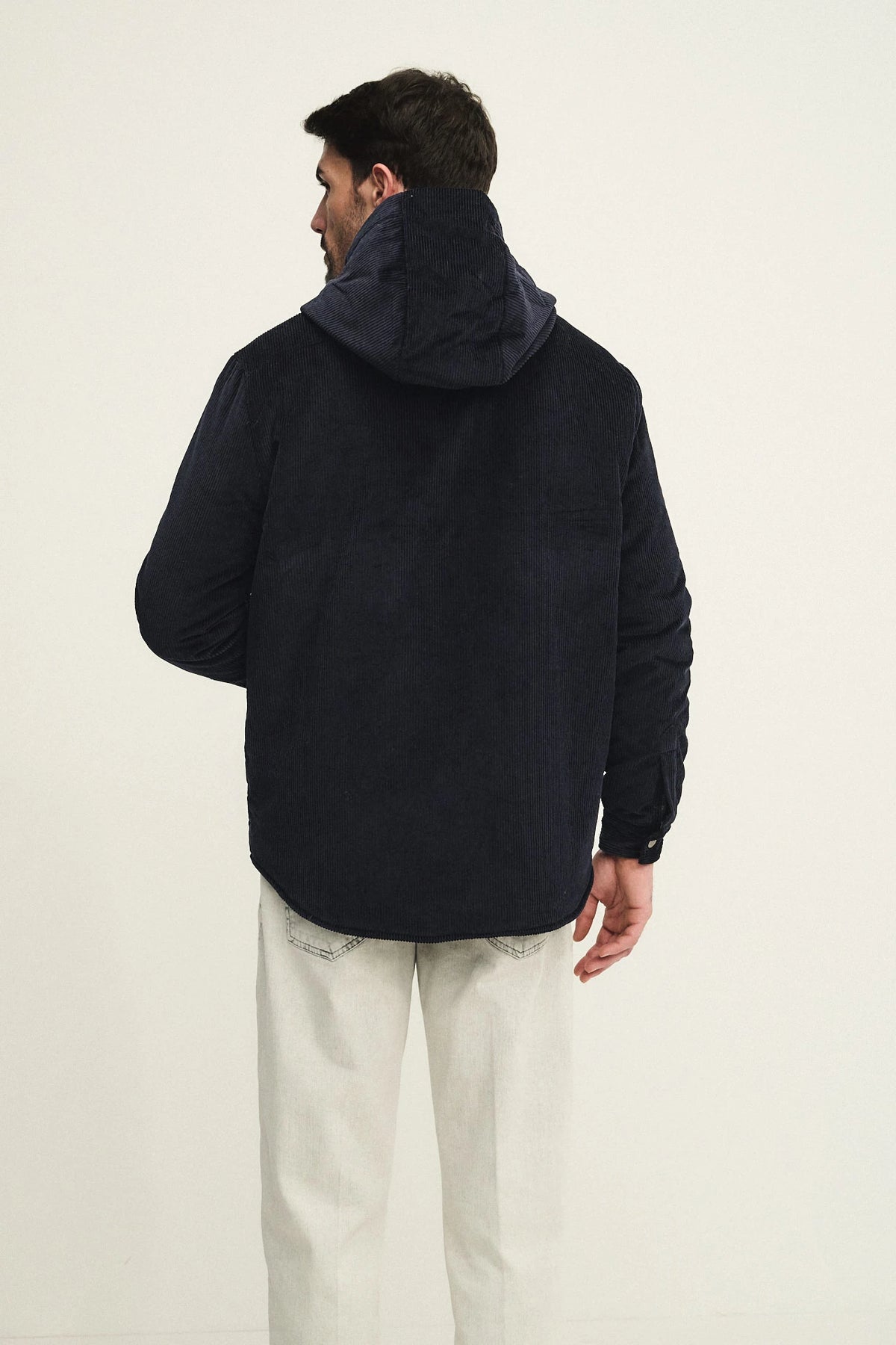 Overshirt con cappuccio in velluto