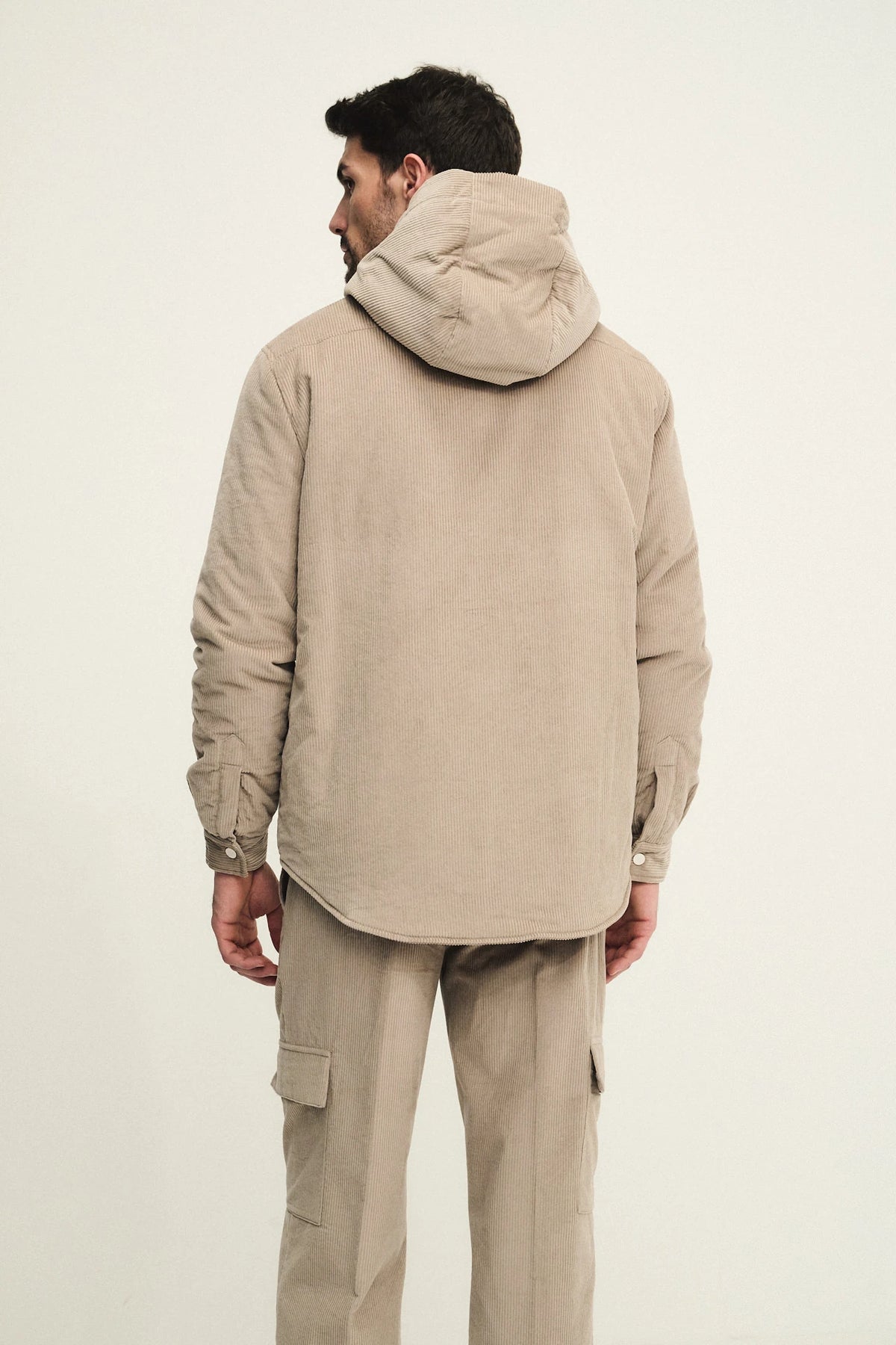 Overshirt con cappuccio in velluto