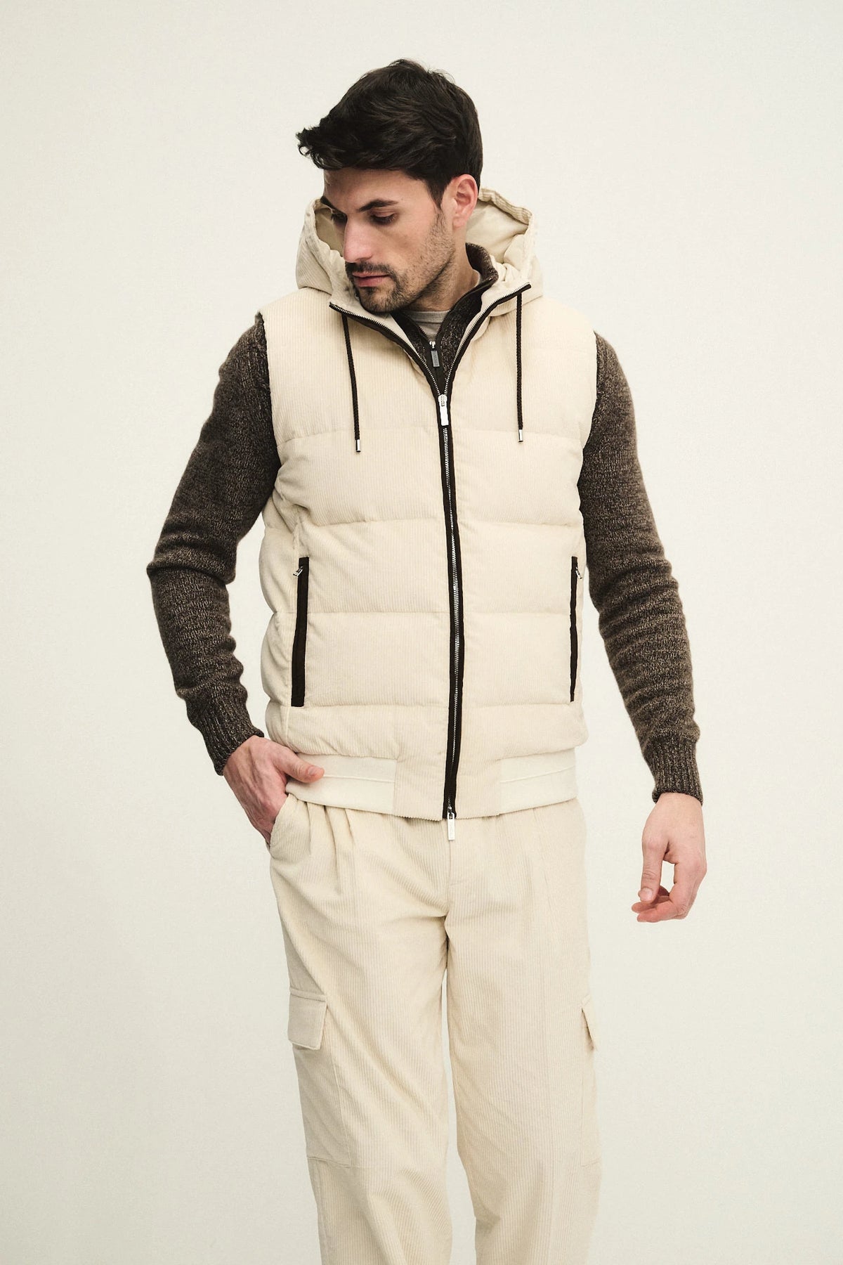 Cotton velvet hooded vest
