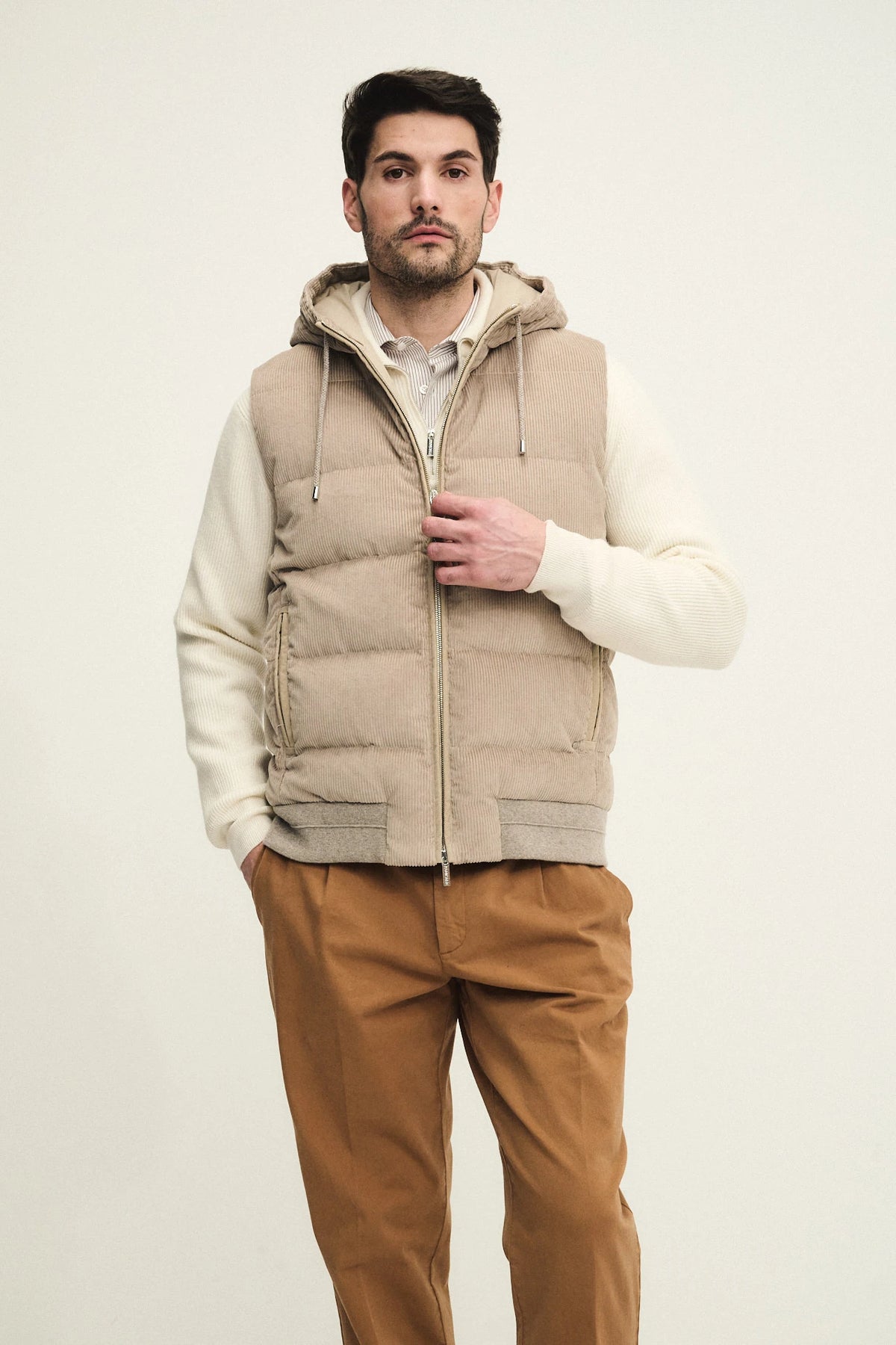 Cotton velvet hooded vest