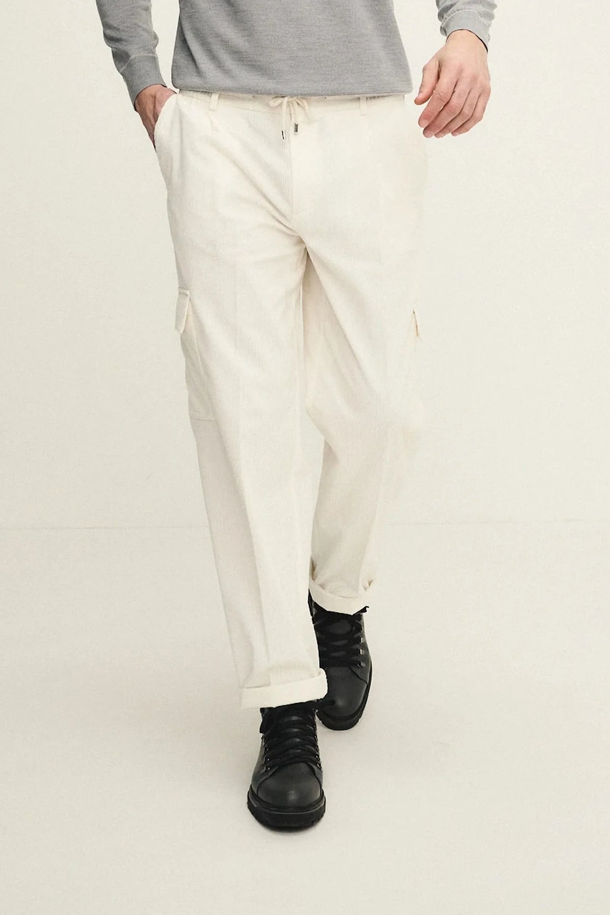 Cotton velvet cargo trousers