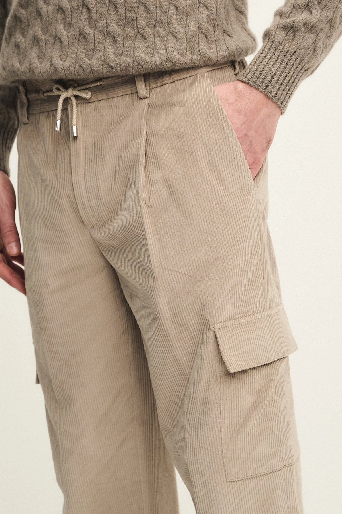 Cotton velvet cargo trousers