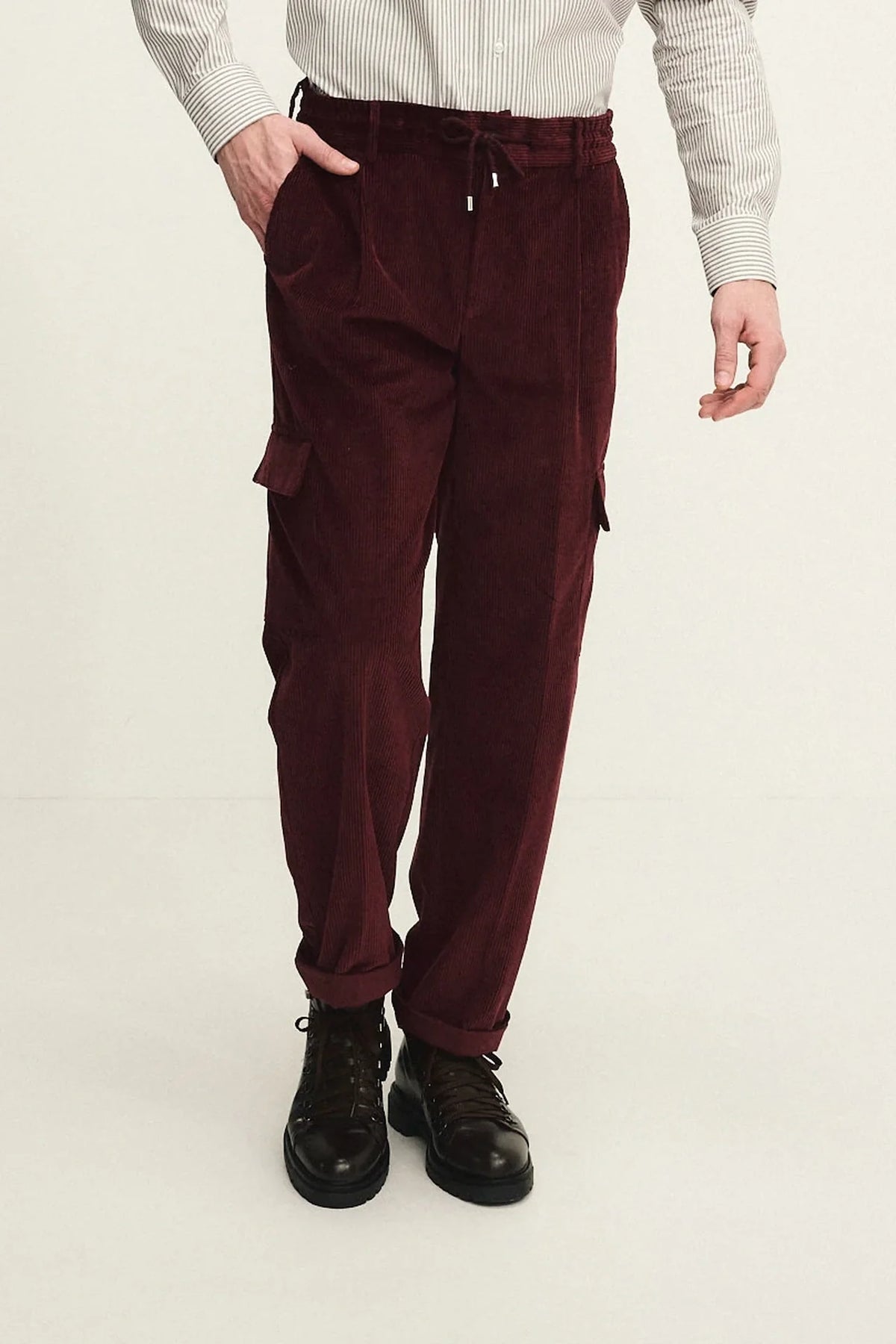 Cotton velvet cargo trousers