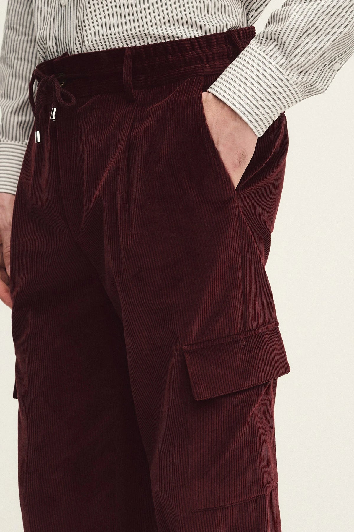 Cotton velvet cargo trousers