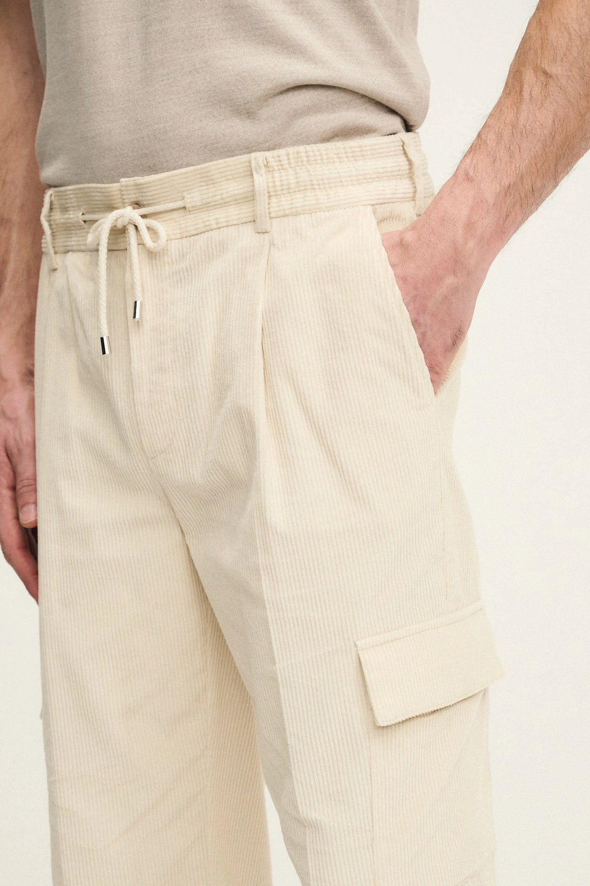 Cotton velvet cargo trousers