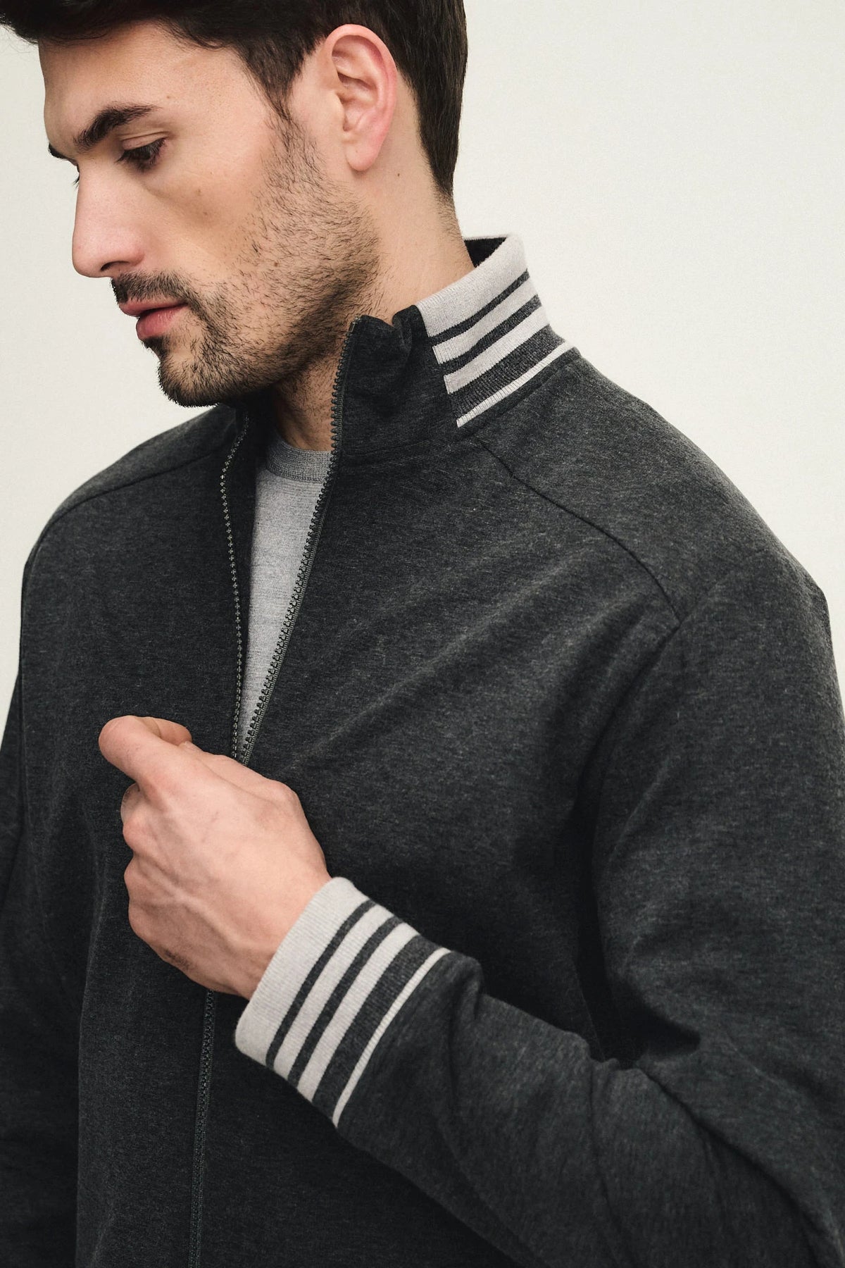 Topwear con zip in cotone tecnico