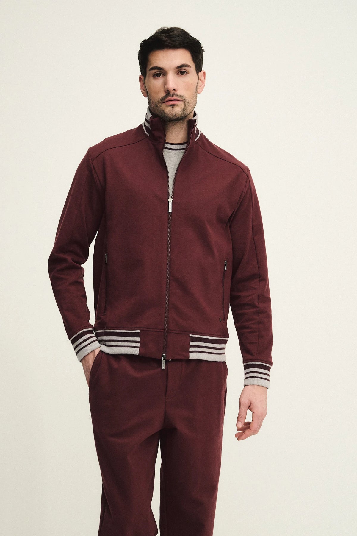 Topwear con zip in cotone tecnico