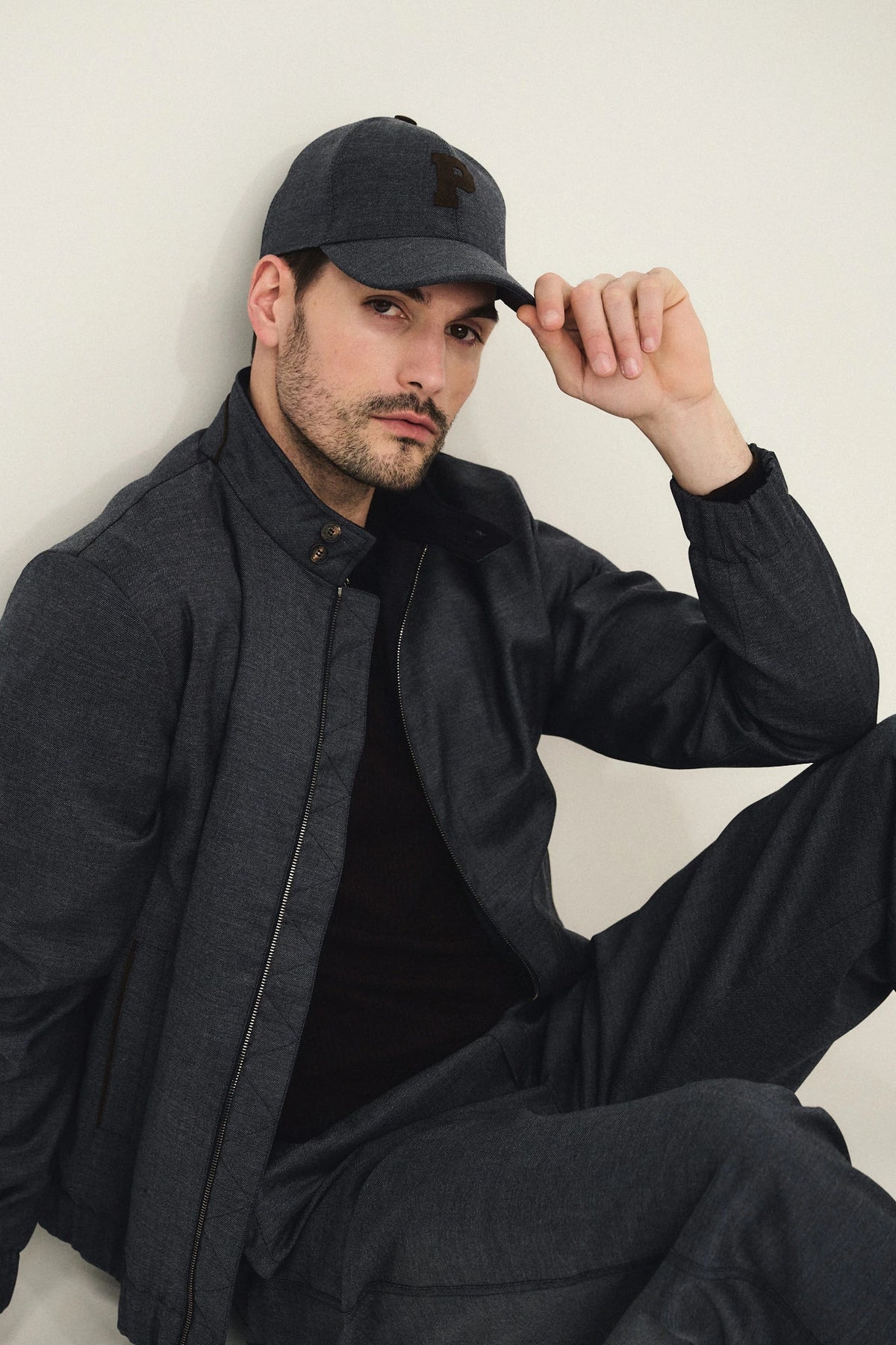 Cappello da baseball in denim di lana vergine extrafine