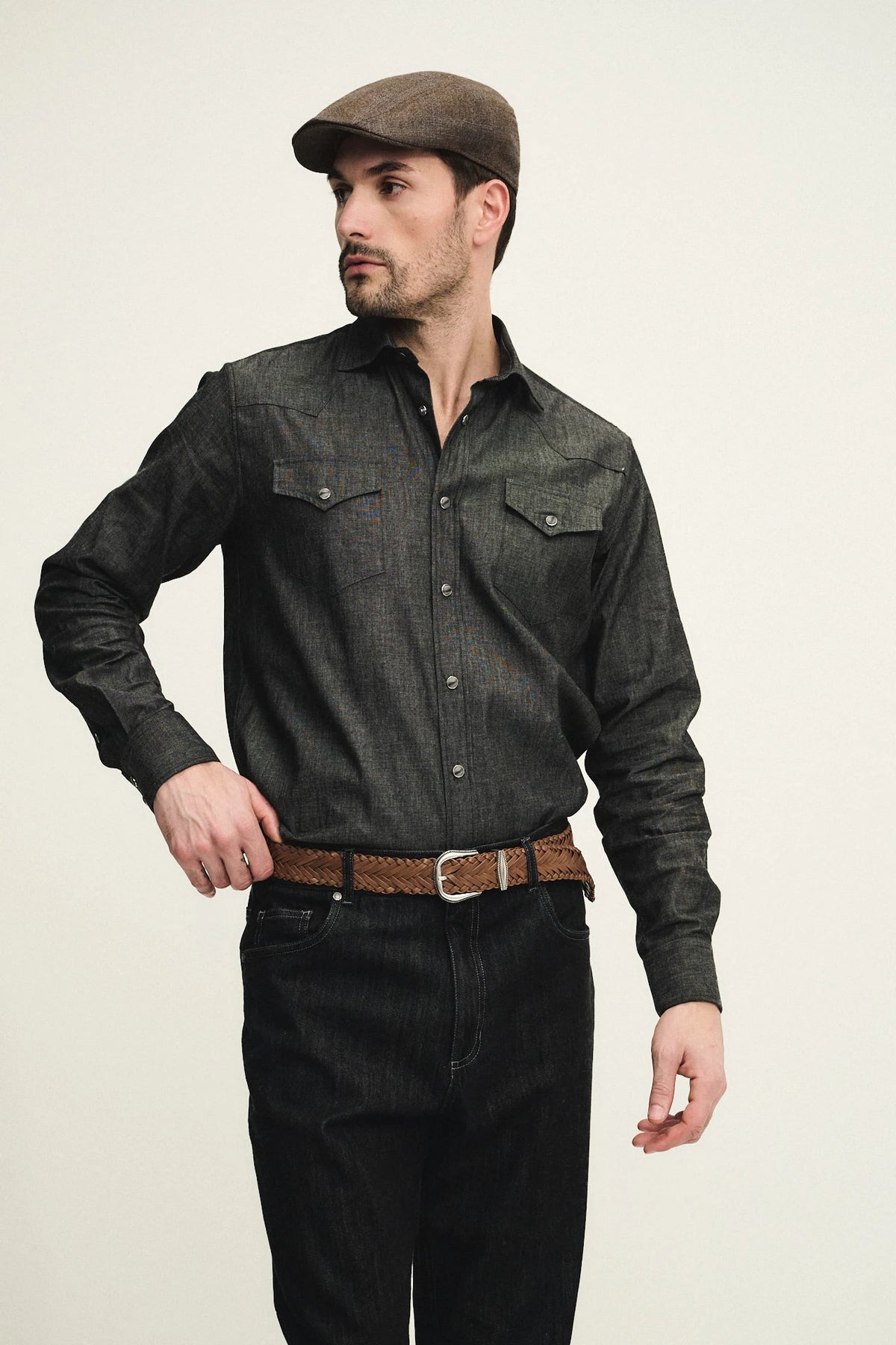 Braided belt in soft nappa leather