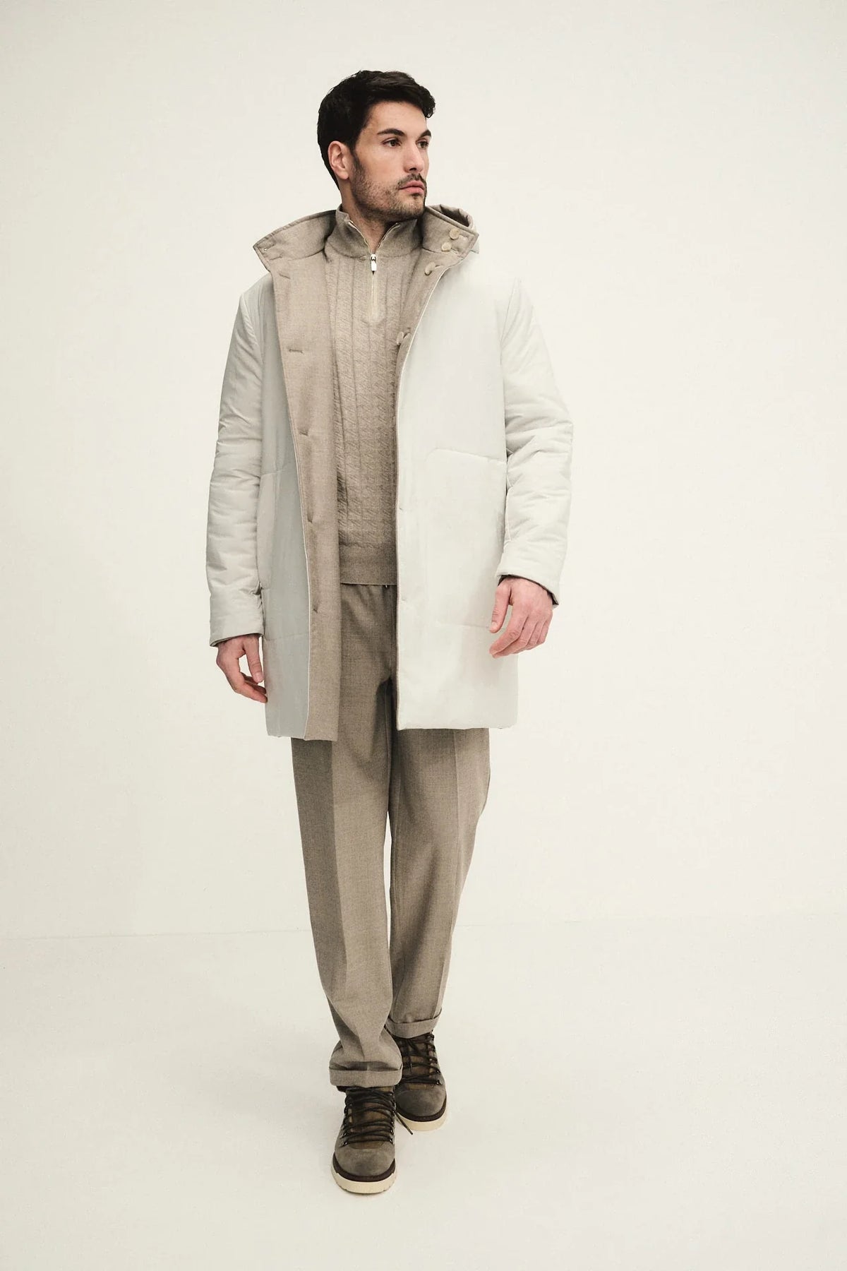 Pantalone pull up in lana con fascione in maglia