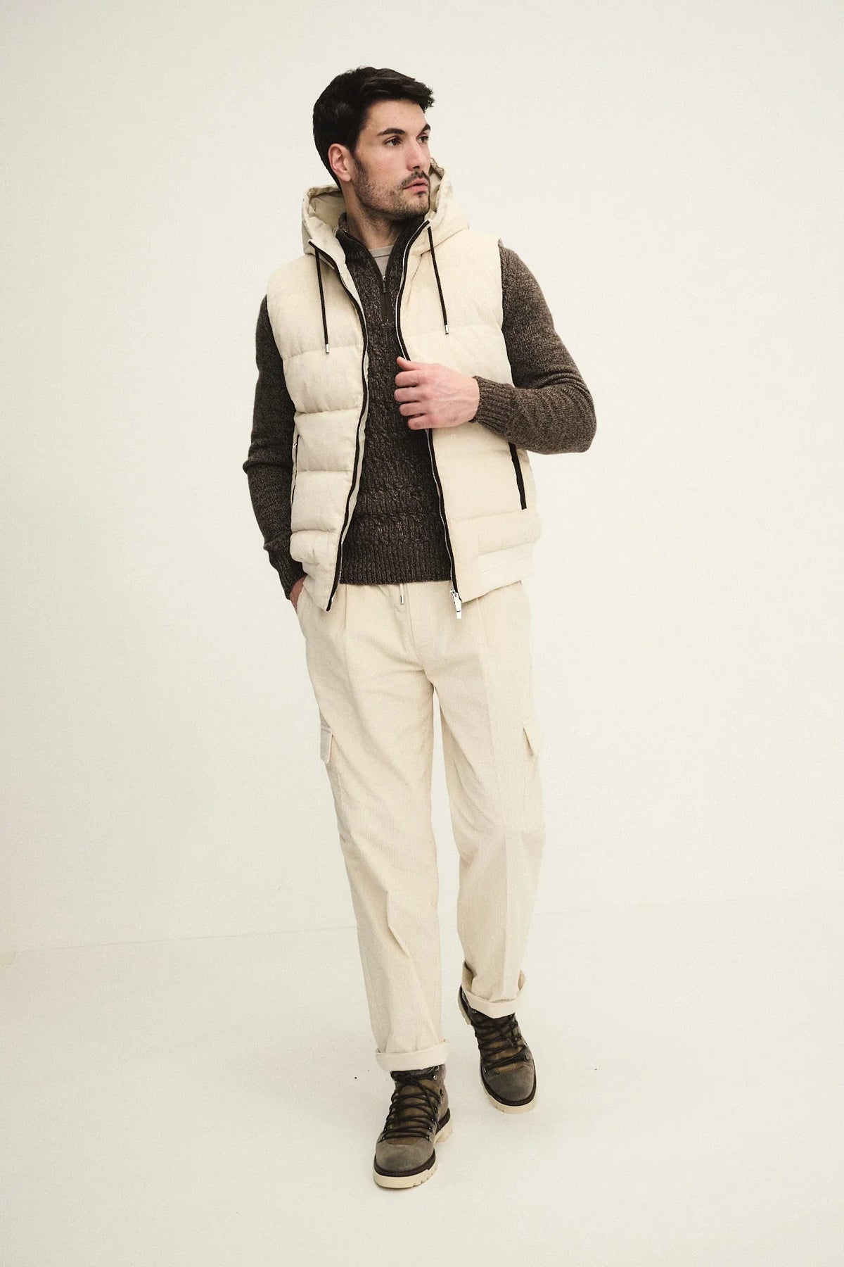 Cotton velvet hooded vest