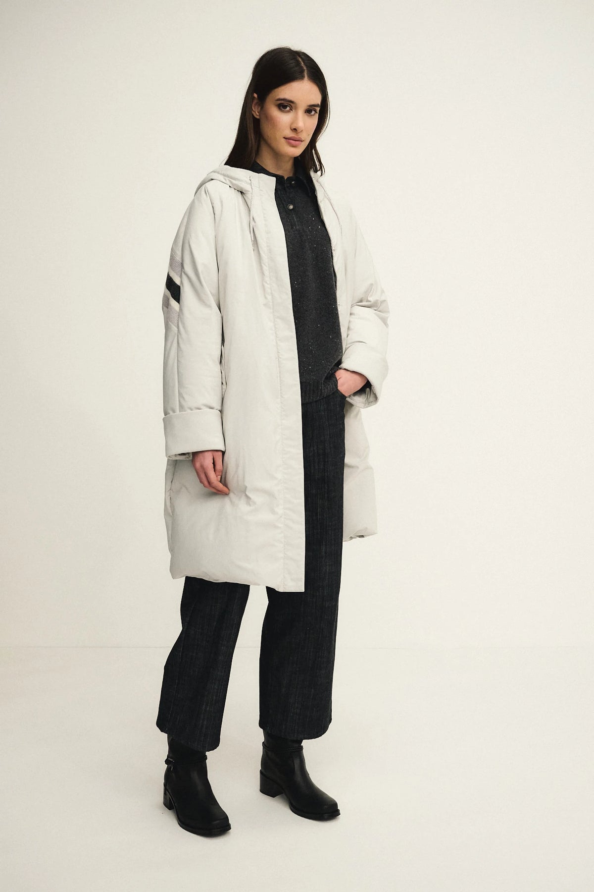 Wide palazzo denim trousers