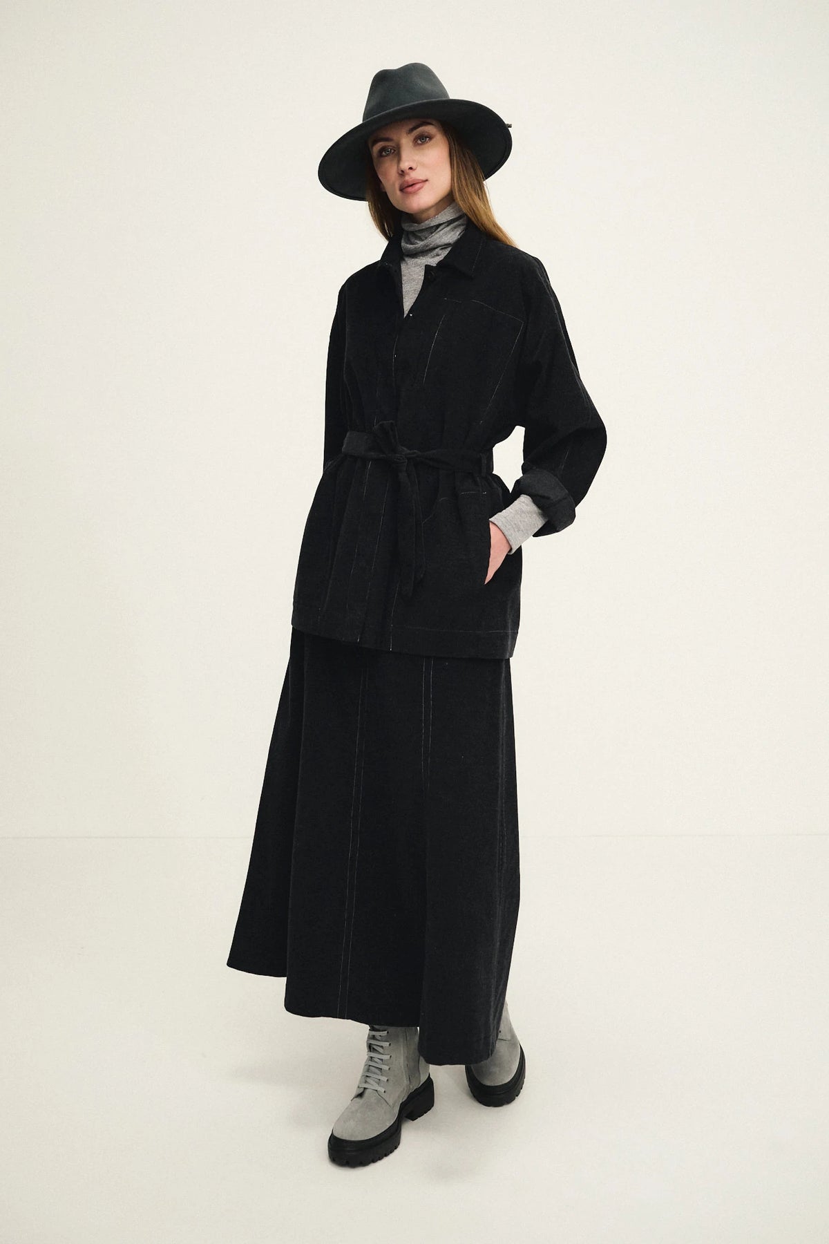 A-line velvet skirt