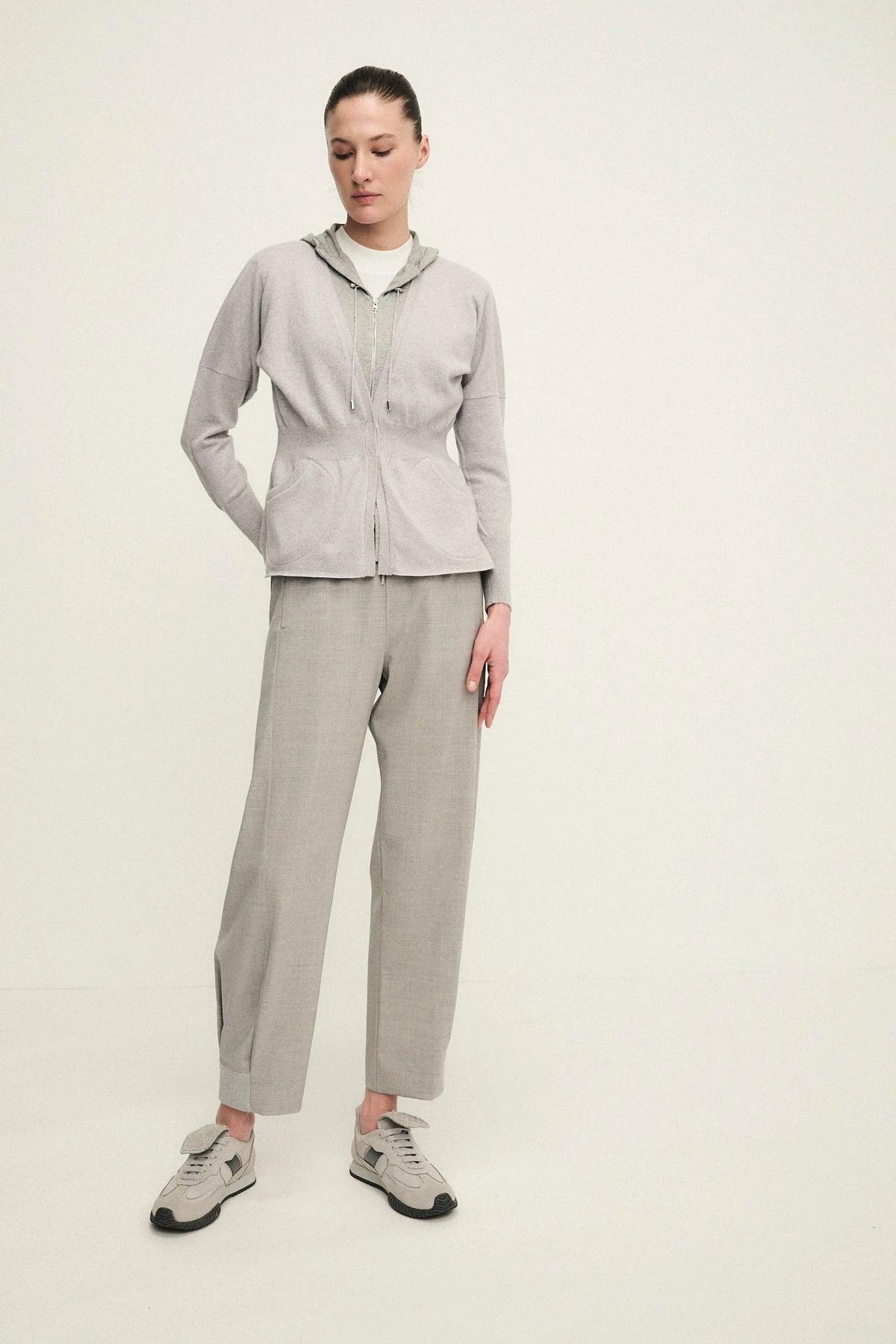 T-shirt collo lupetto in jersey di cotone